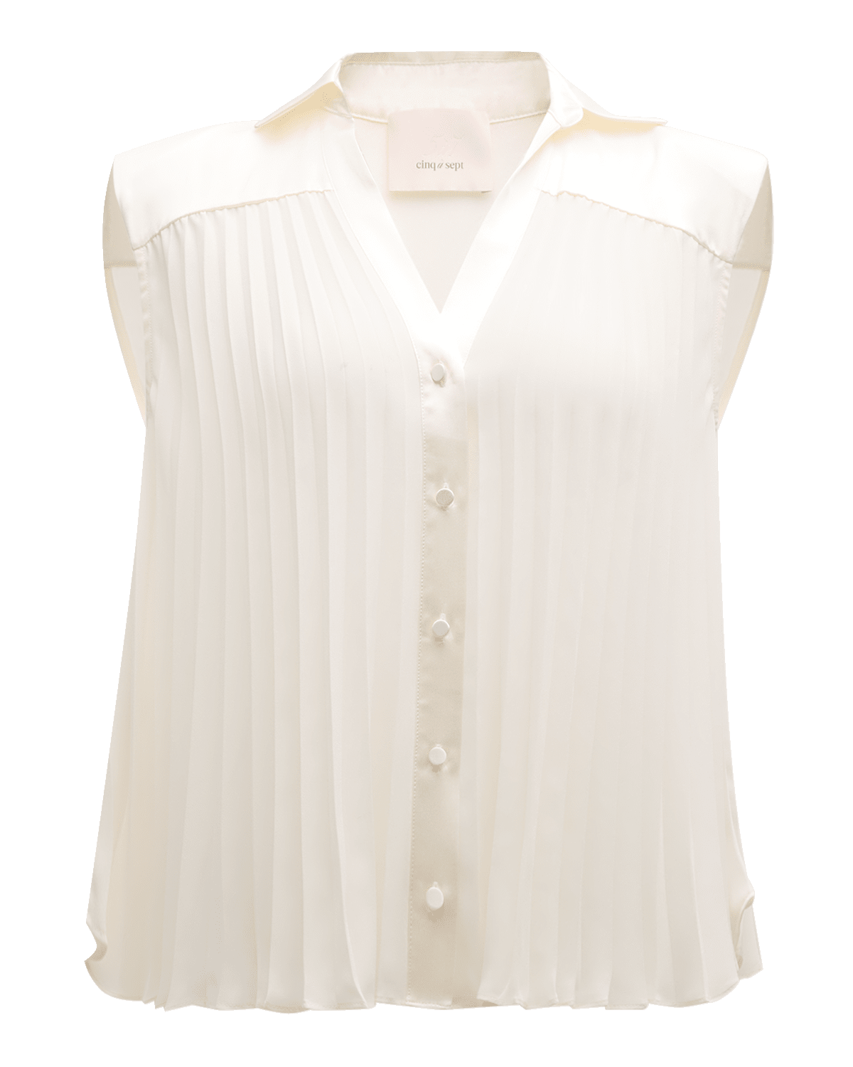 Cinq a Sept Claire Sleeveless Pleated Button-Front Top