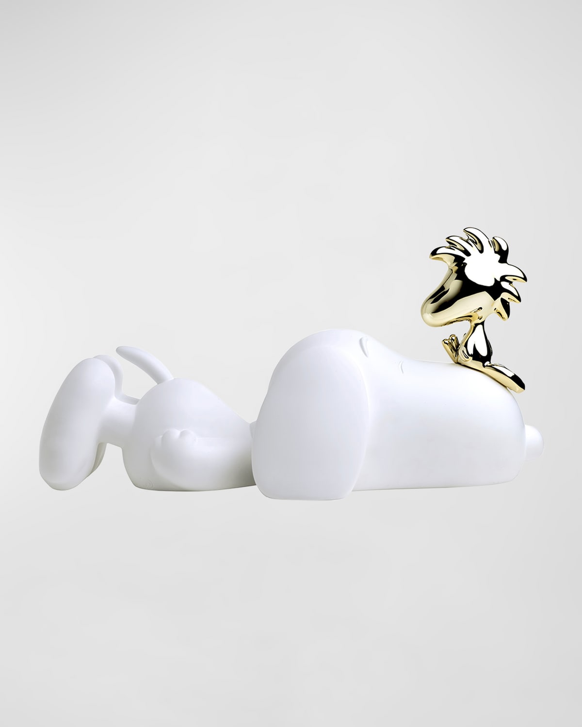 LEBLON DELIENNE Snoopy and Woodstock Figurine - Glossy White & Chromed Gold