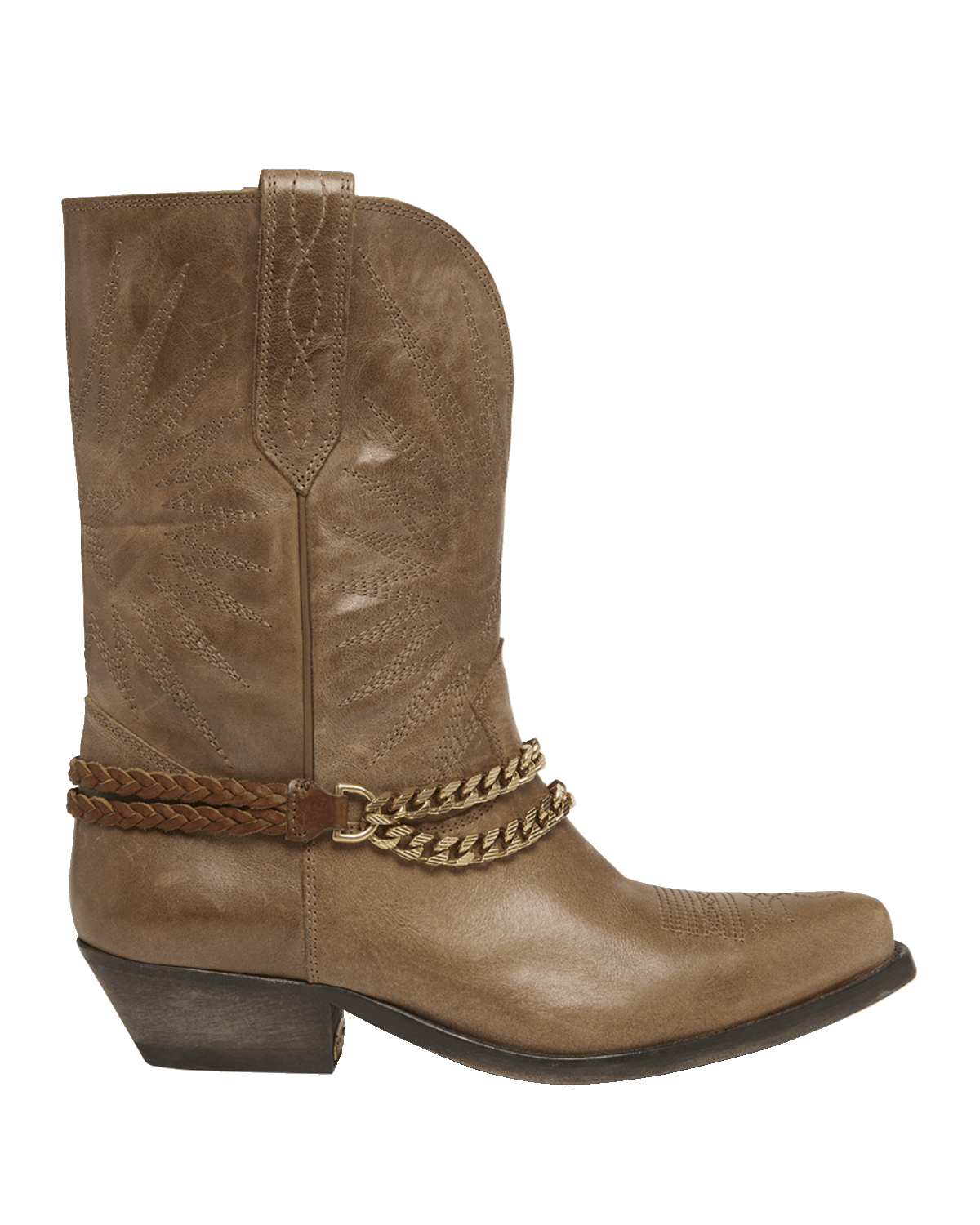 Golden Goose Wish Star Embroidered Leather Cowboy Boots