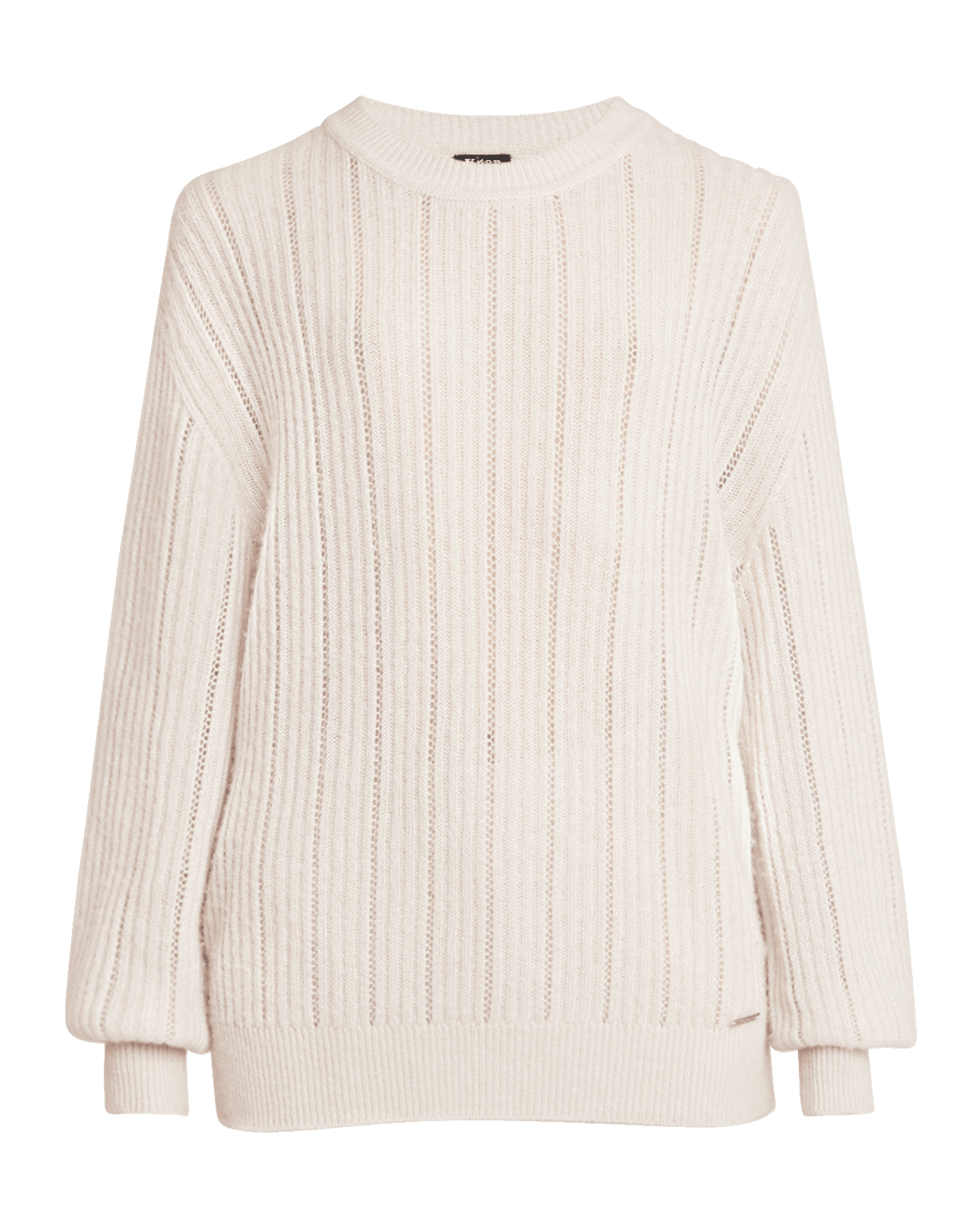 Kiton Cashmere-Silk Lattice Knit Crewneck Sweater