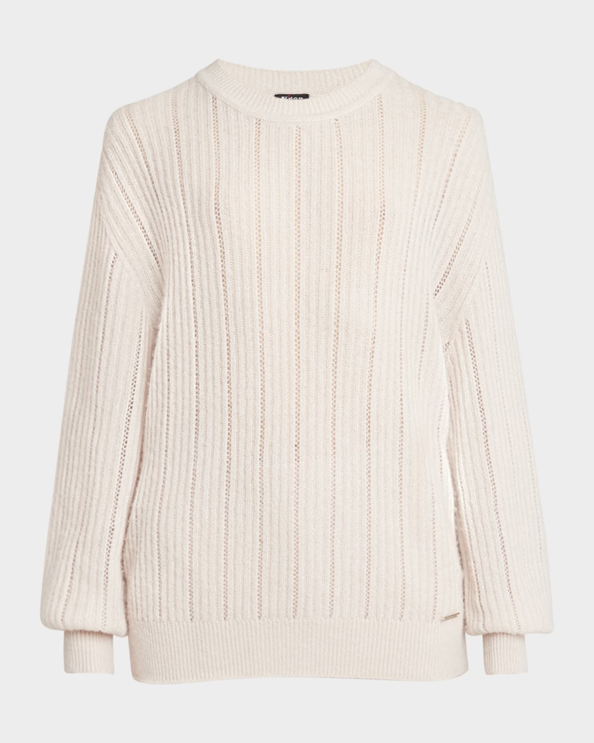 Kiton Cashmere-Silk Lattice Knit Crewneck Sweater