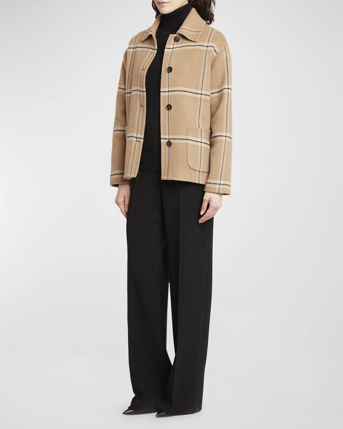 Kiton Plaid Cashmere Single-Breasted Jacket