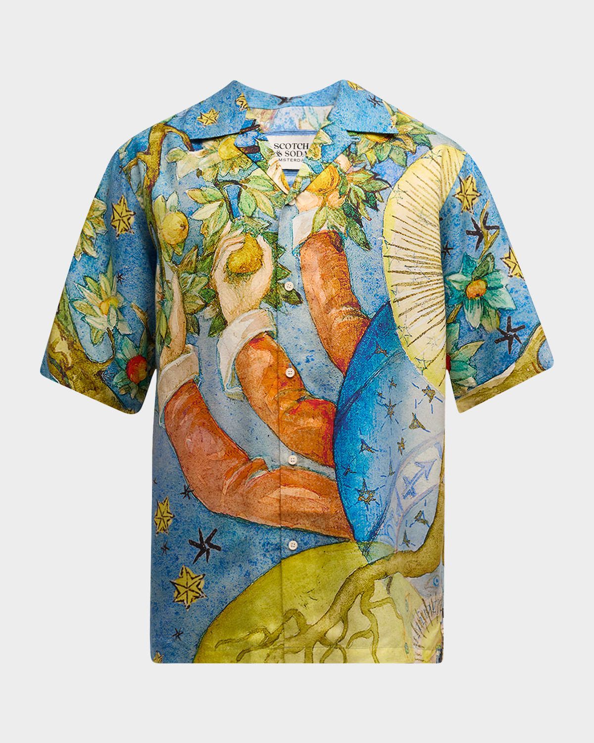 Scotch & Soda Men's Embassy Of The Free Mind Printed Camp Shirt