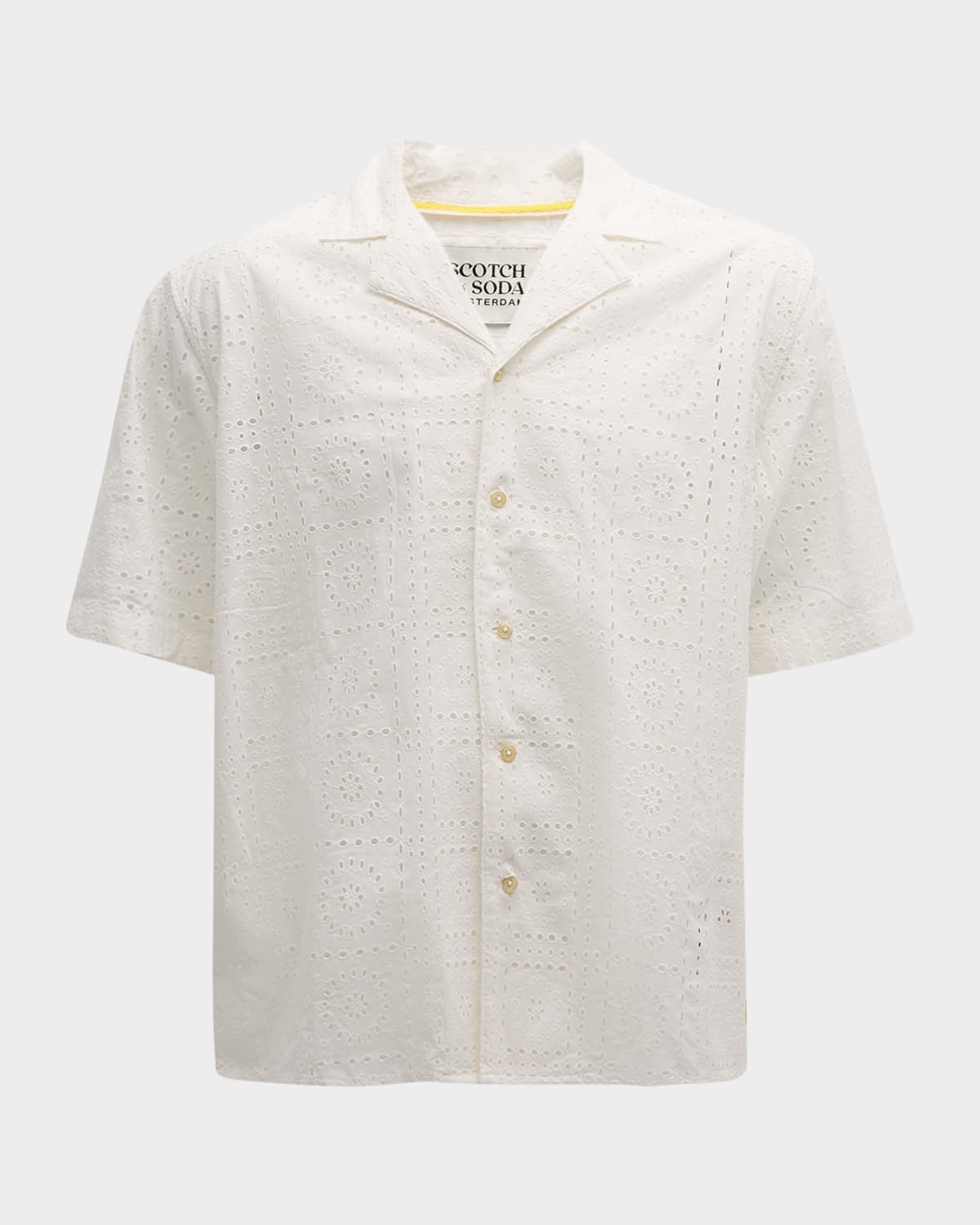 Scotch & Soda Men's Broiderie Anglaise Camp Shirt