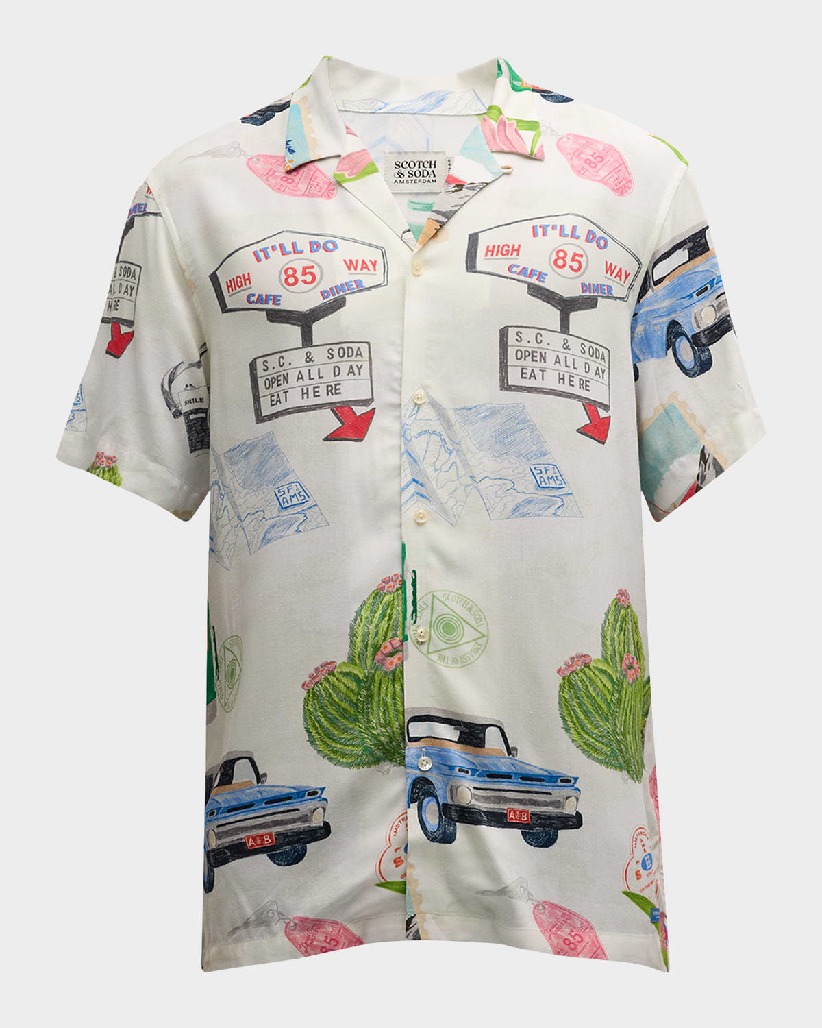 Scotch & Soda Men's Printed Camp Shirt
