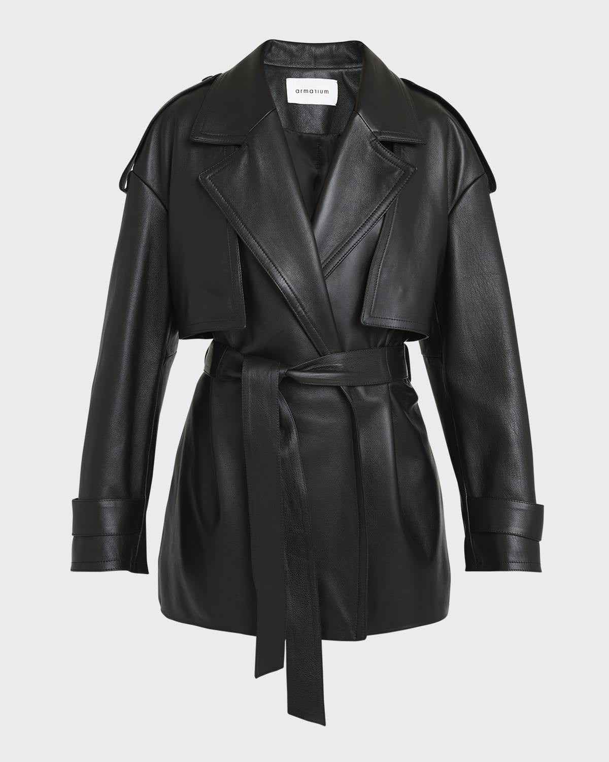ARMARIUM Emma Leather Wrap Trench Jacket