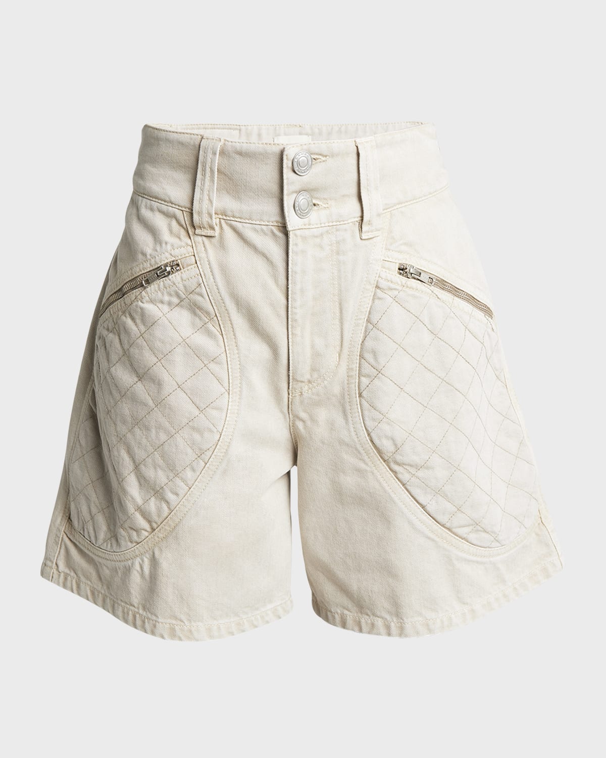 Isabel Marant Candice Quilted-Pocket Denim Bermuda Shorts