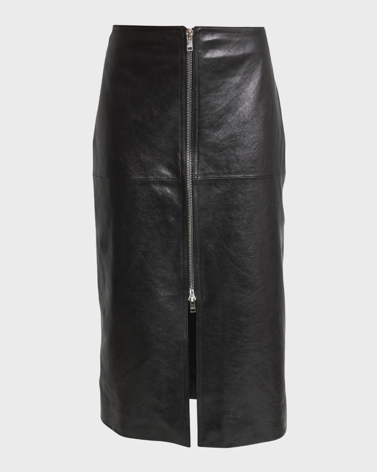 Isabel Marant Ediaz Leather Zip-Front Midi Skirt