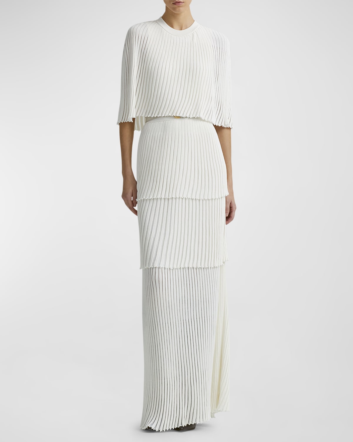 Altuzarra Aerial Tiered Rib Cape Maxi Dress