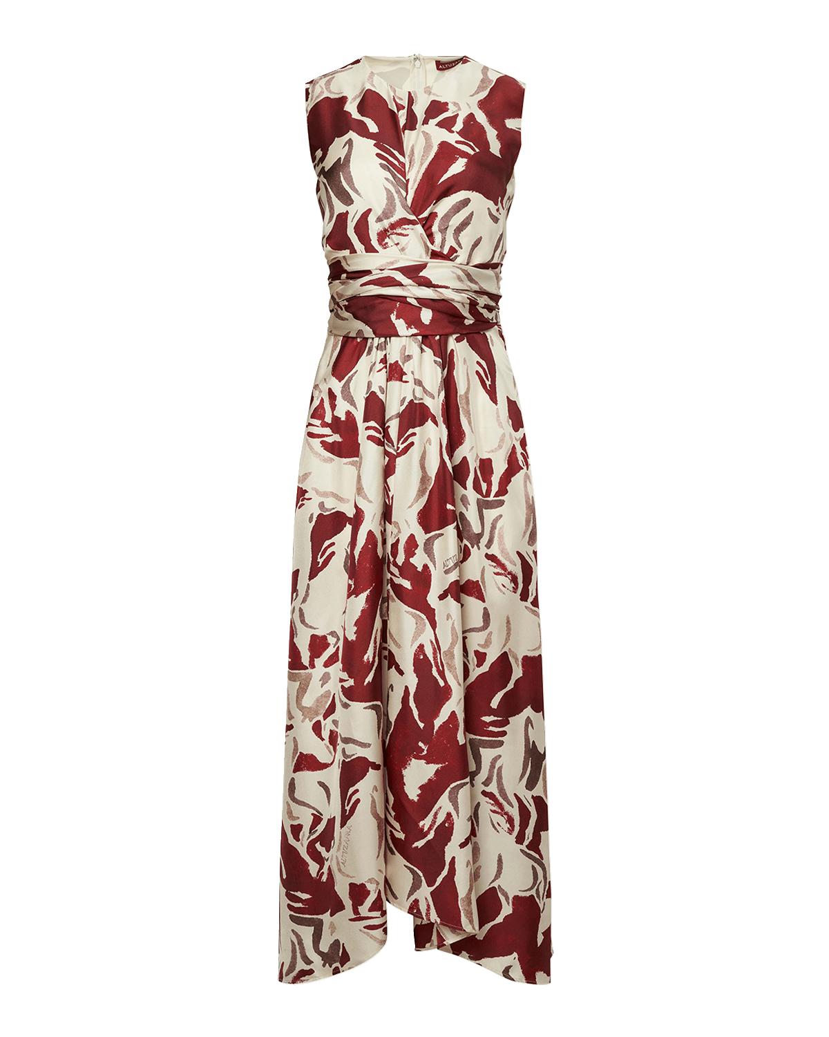 Altuzarra Penny Horse-Print Sleeveless Cross-Waist Maxi Dress