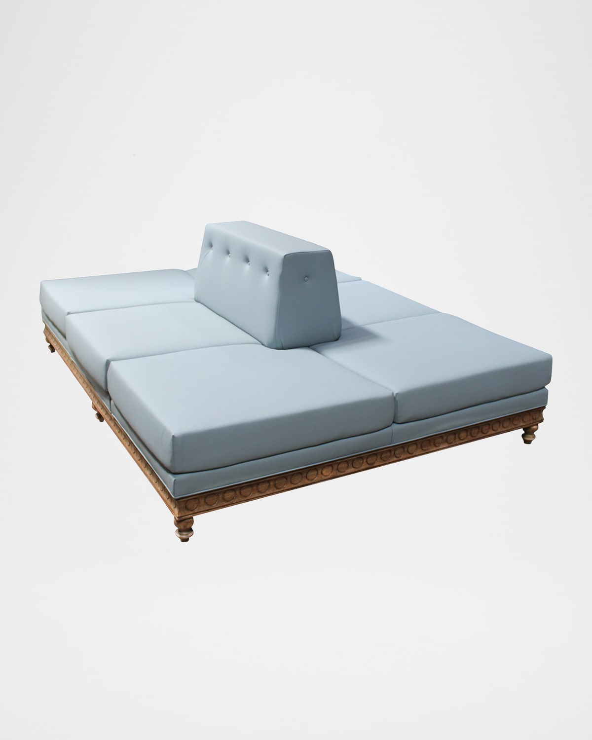 Peninsula Home Collection Gemini Vegan Leather Double-sided Sofa, 98" In Blue