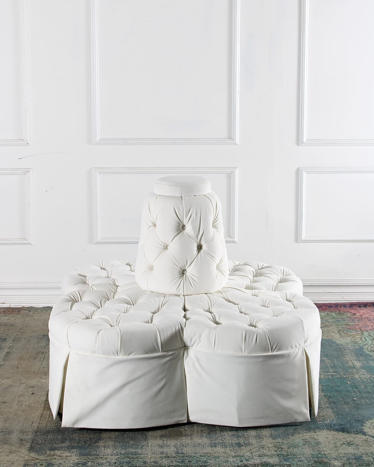 Peninsula Home Collection Fleur Velvet Island Sofa, 55" In White