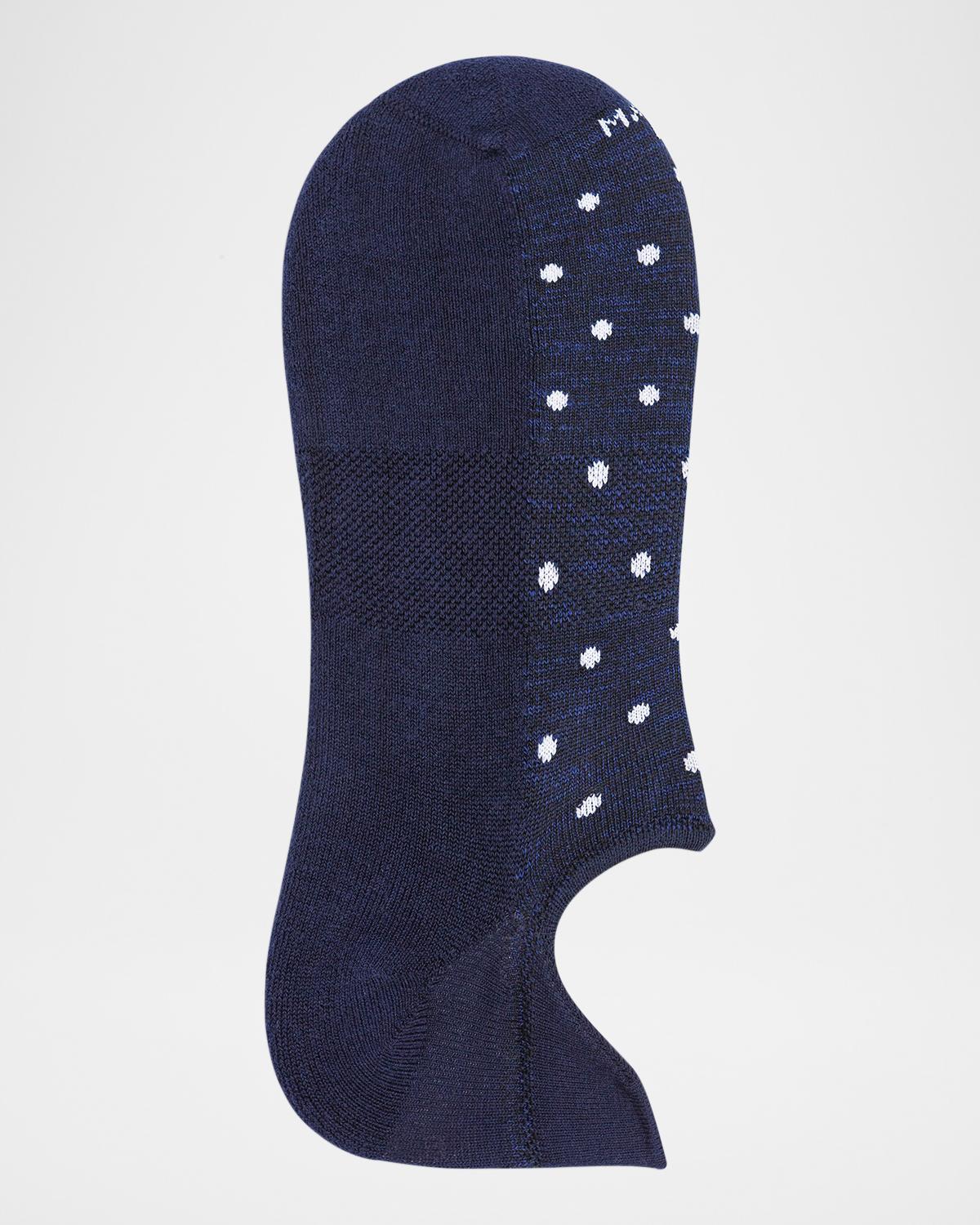 Marcoliani Men's Invisible Sneaker Polka Dot Pima Cotton No-Show Socks