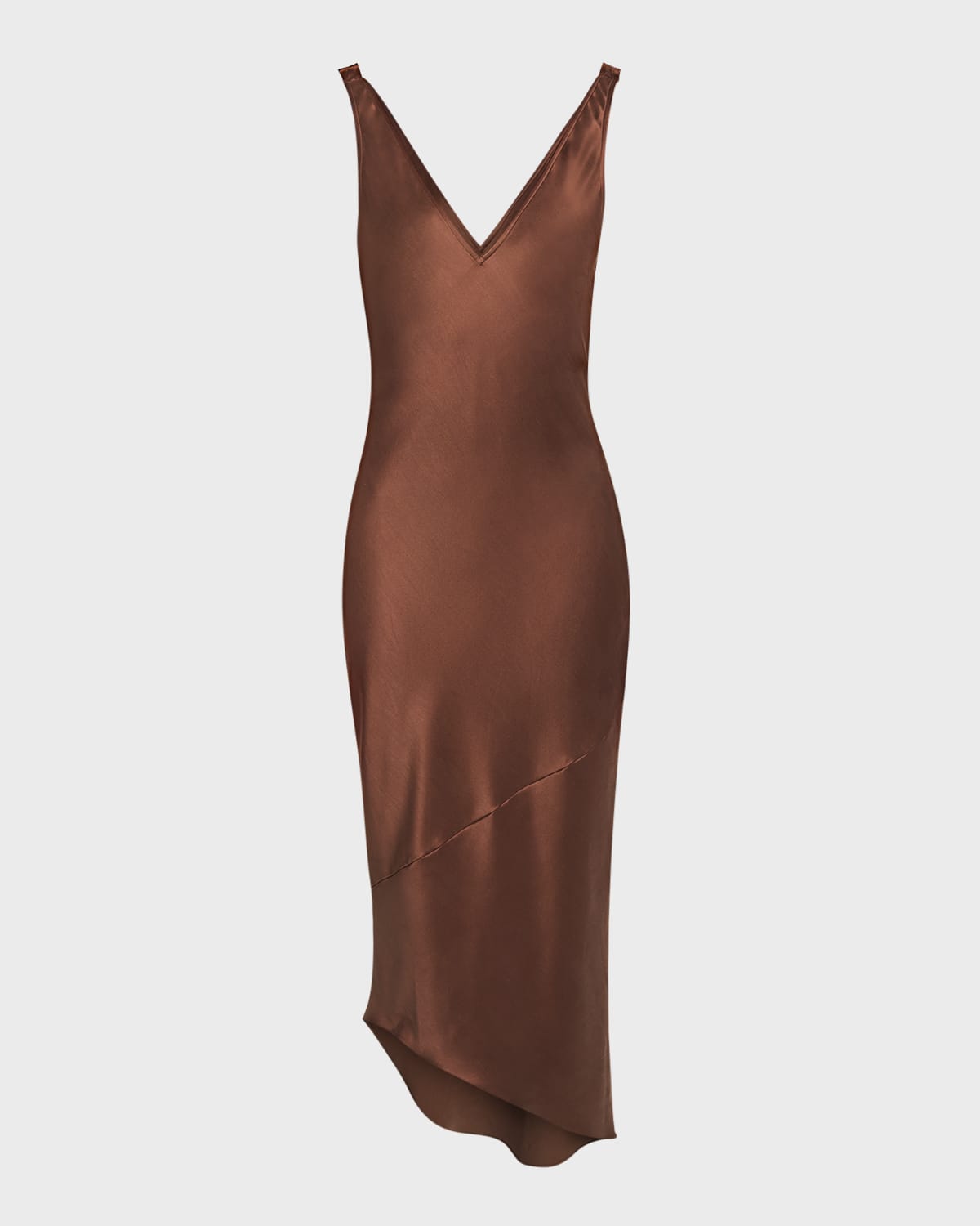 JW Anderson V-Neck Satin Asymmetric Midi Dress