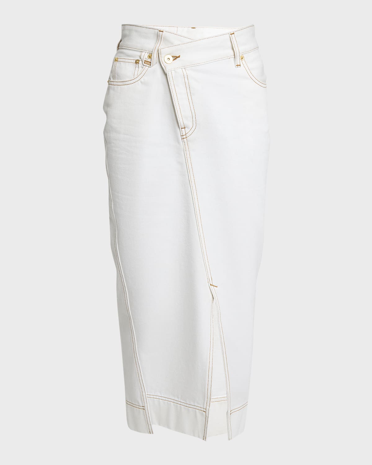 Jacquemus De-Nimes Crosswaist Midi Denim Skirt