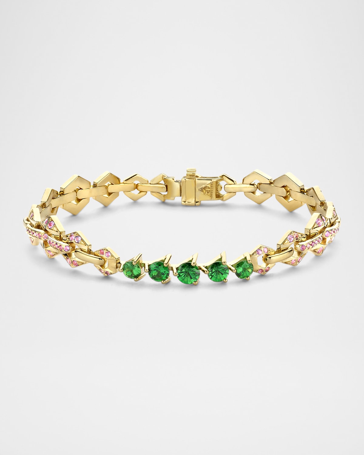 Dries Criel 18K Yellow Gold Flow Bond Bracelet with Pavé Tsavorite and Amethyst