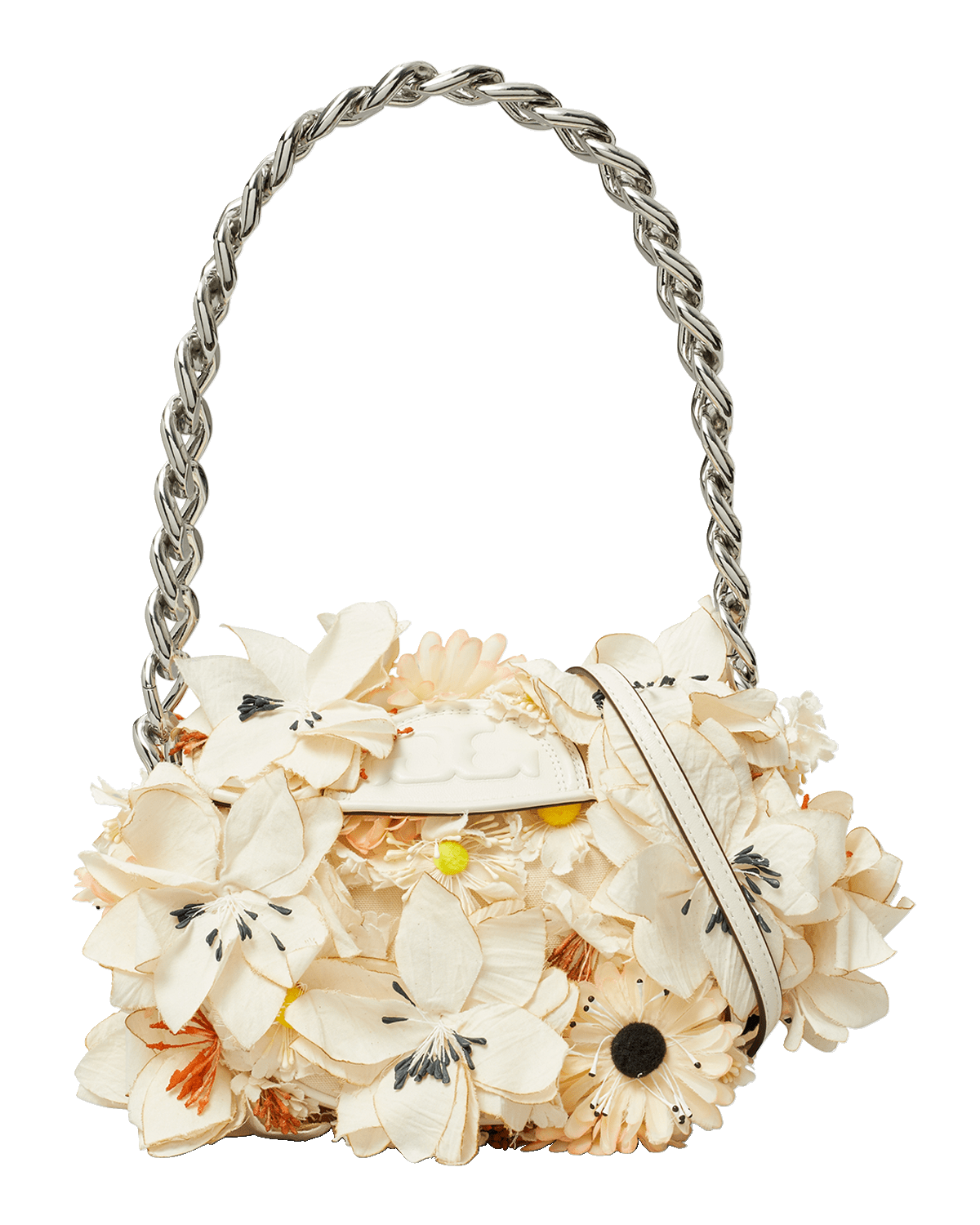 Tory Burch Fleming Mini Crescent Floral Embellished Top-Handle Bag