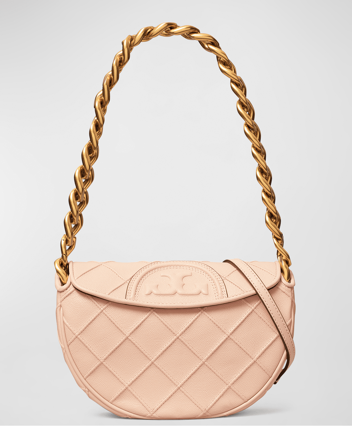 Tory Burch Fleming Mini Crescent Grain Leather Shoulder Bag