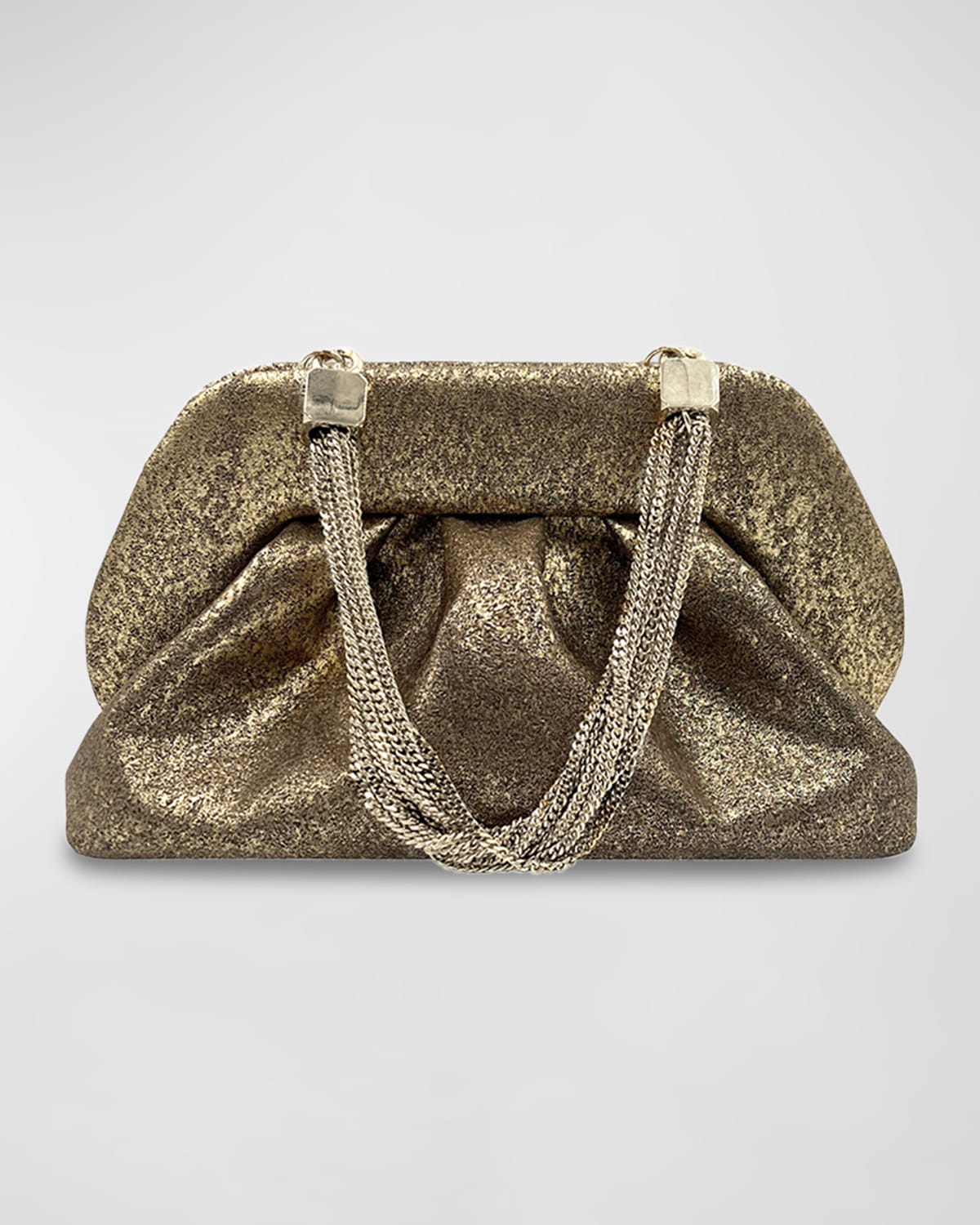 THEMOIRE Tia Palma Metallic Vegan Fabric Clutch Bag