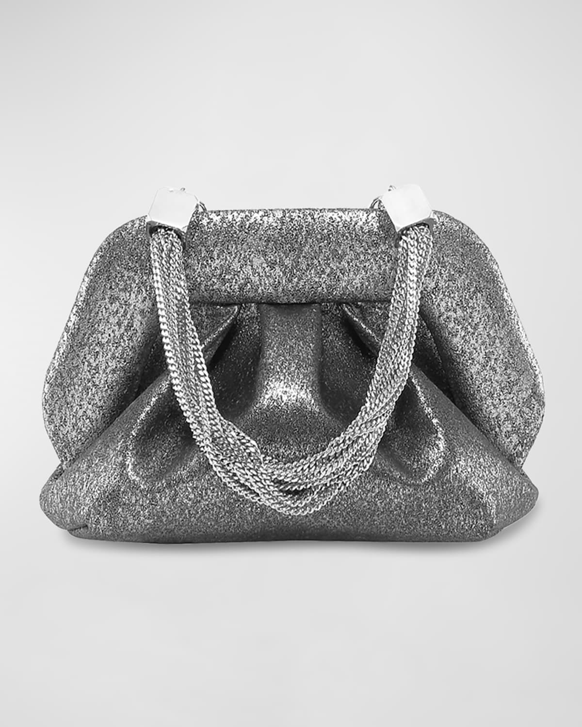 THEMOIRE Gea Palma Metallic Vegan Fabric Clutch Bag