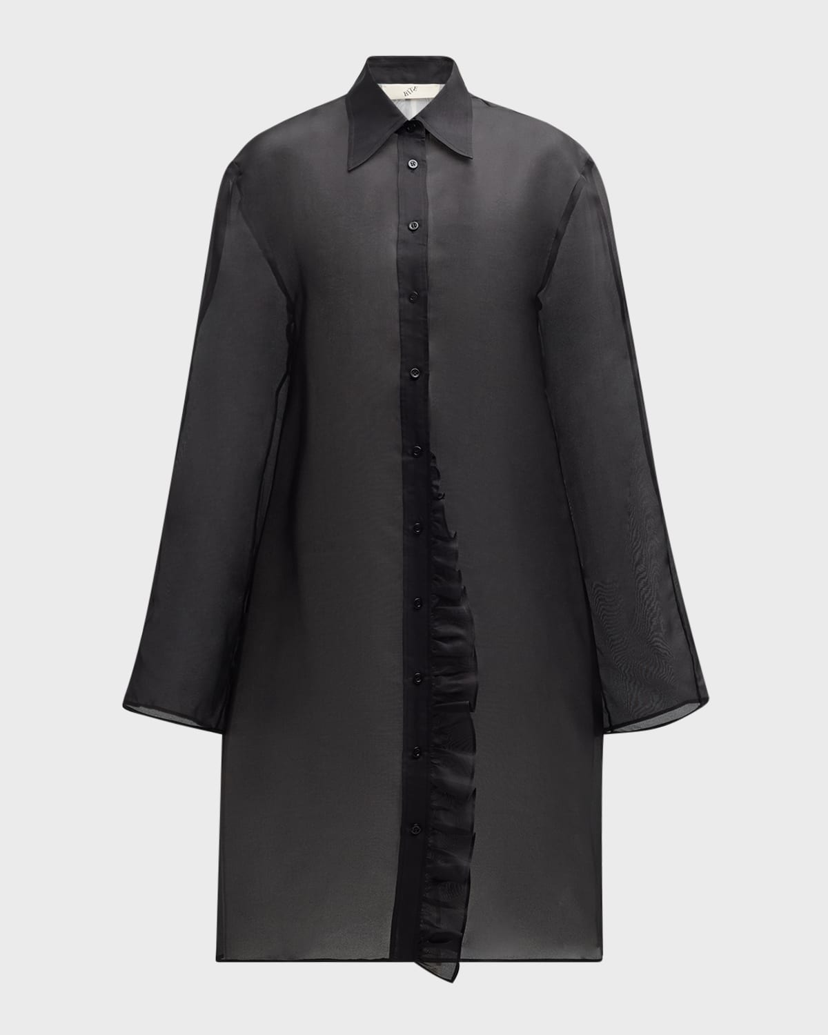 BITE Studios Radieux Ruffle Silk Organza Midi Shirtdress