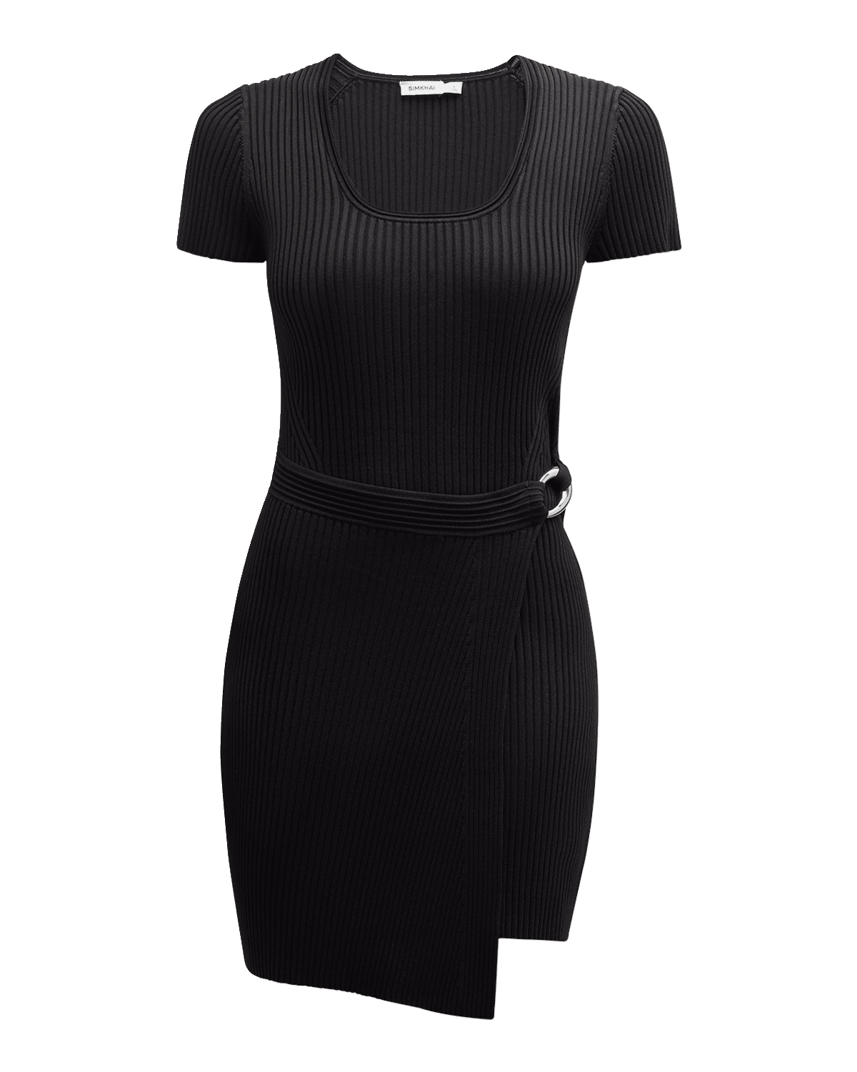SIMKHAI Melody Wrap-Skirt Knit Mini Dress