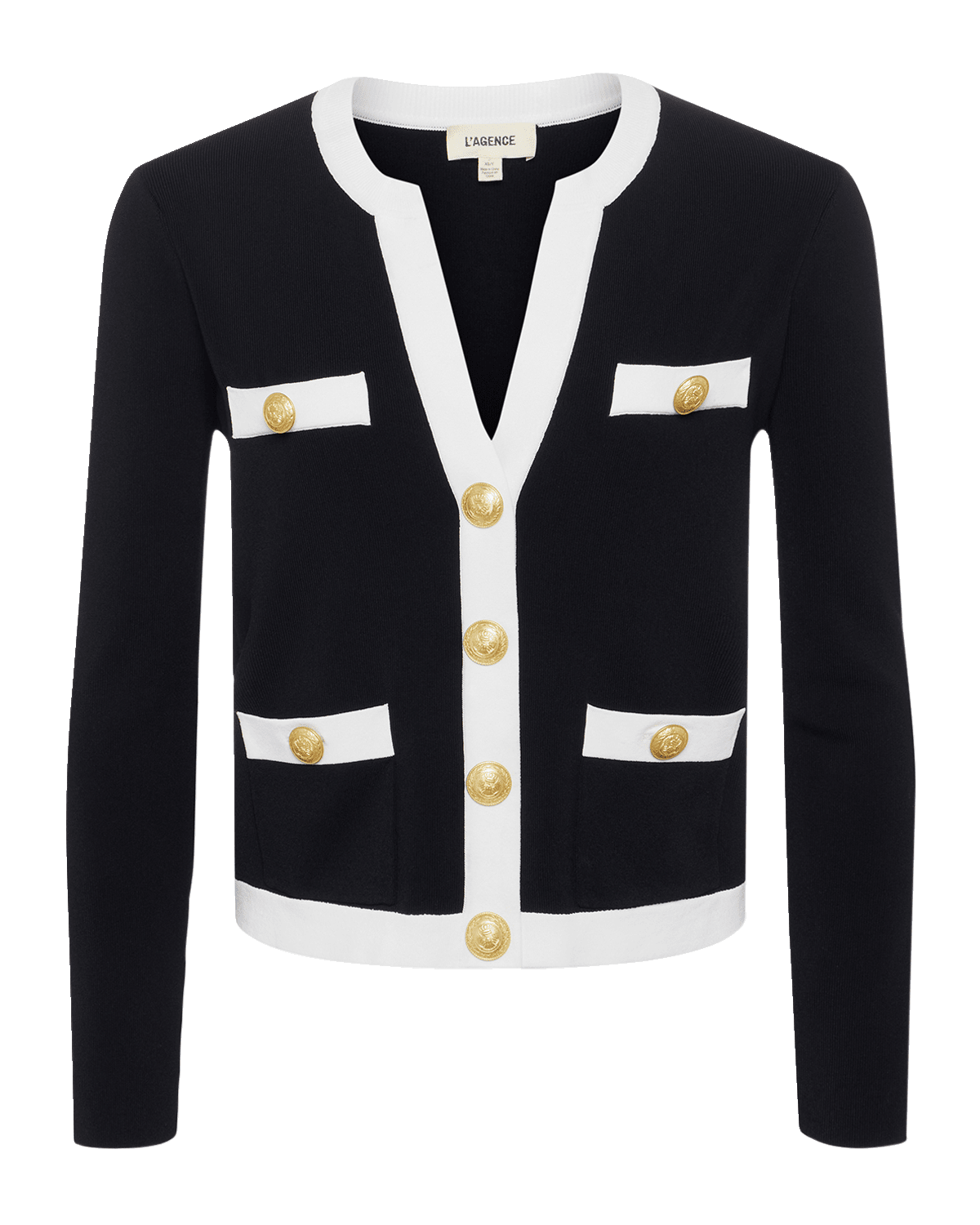 L'Agence Estefania Contrast Trim Cardigan