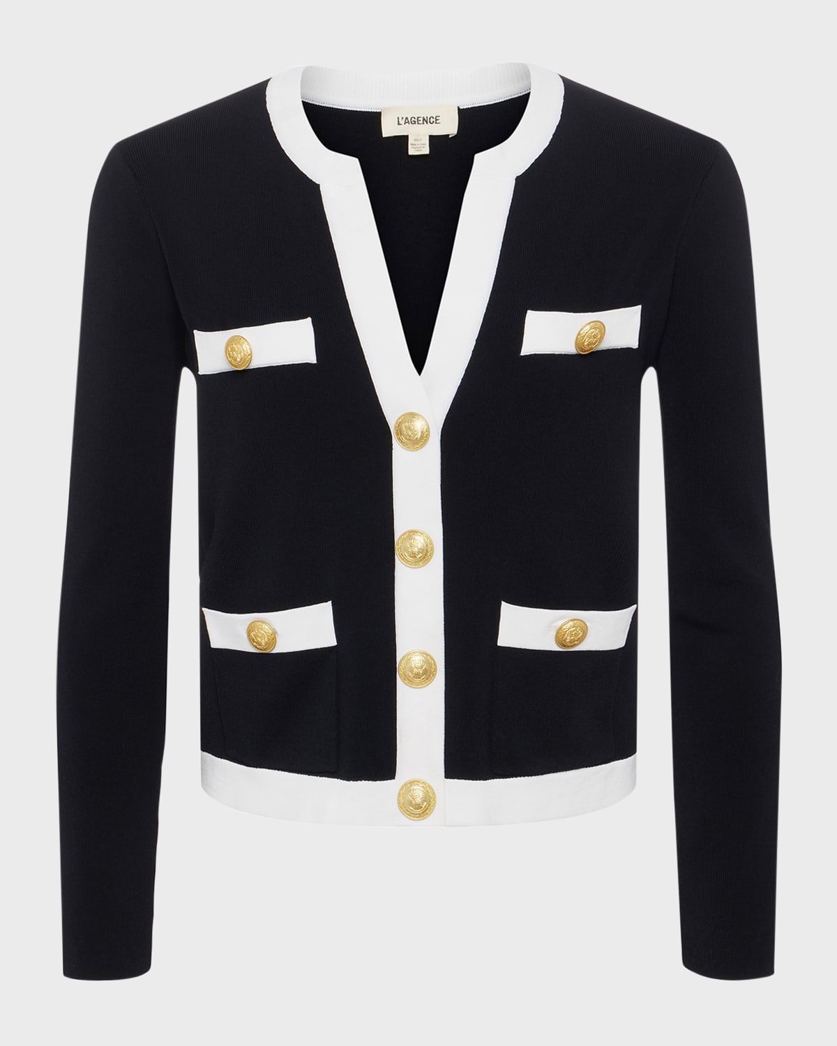 L'Agence Estefania Contrast Trim Cardigan