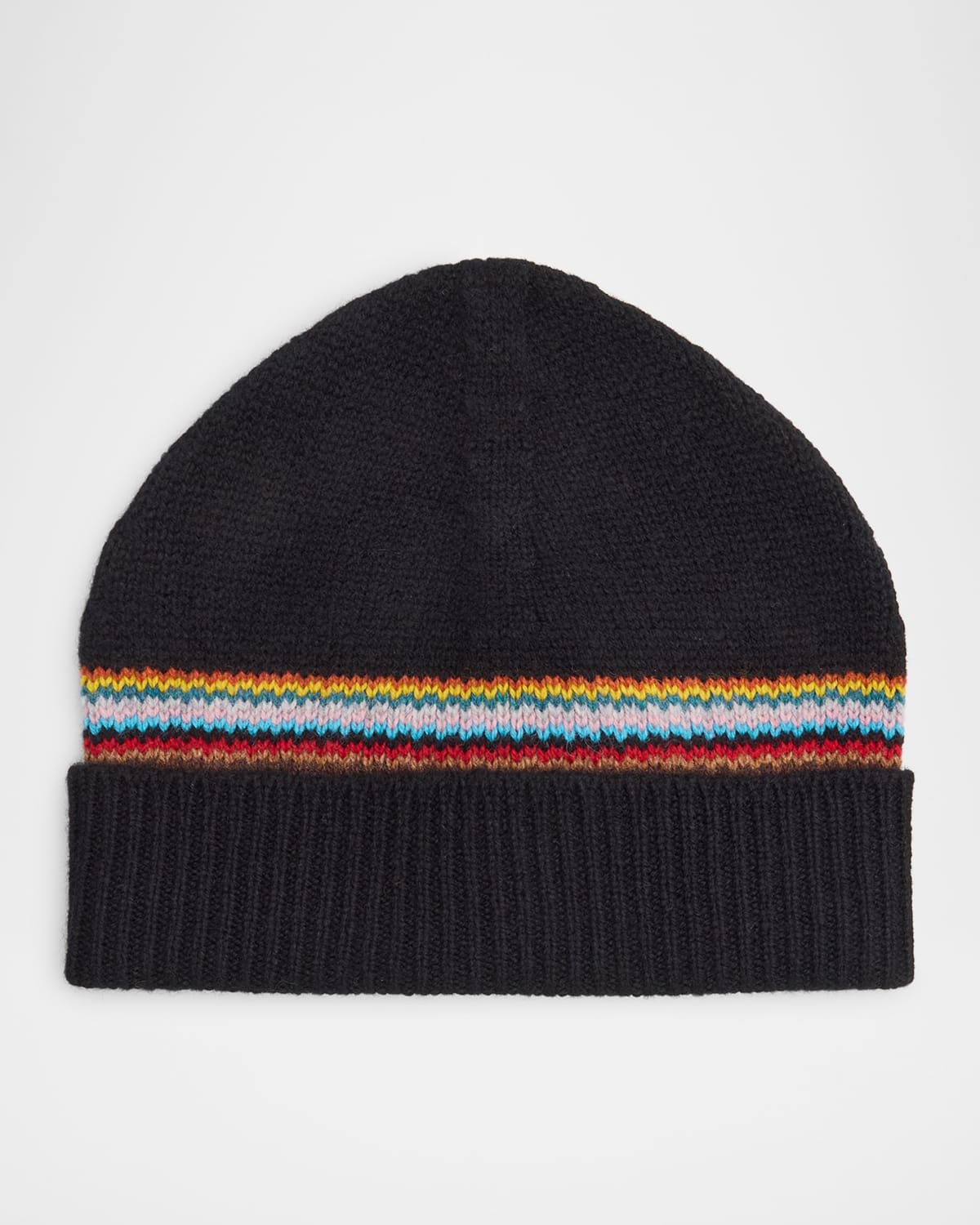 Paul Smith Men 's Lambswool Signature Block Stripe Beanie Hat