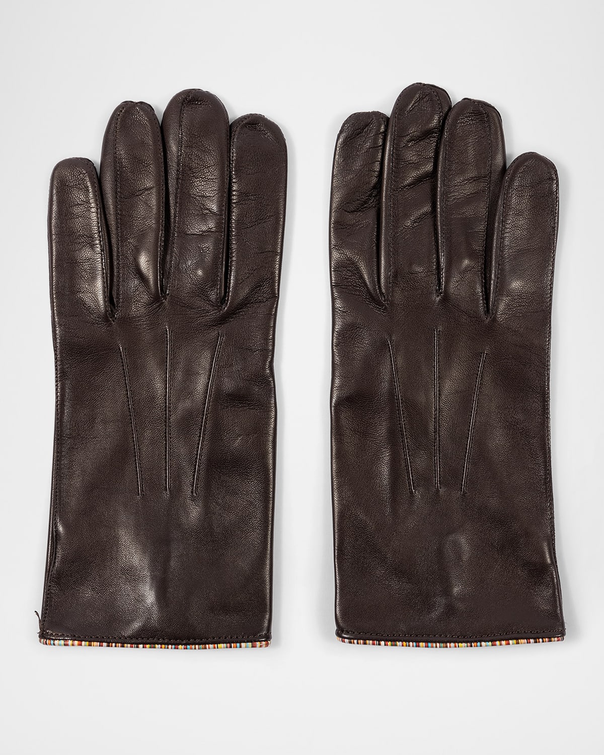Paul Smith Men 's Striped-Piping Leather Gloves