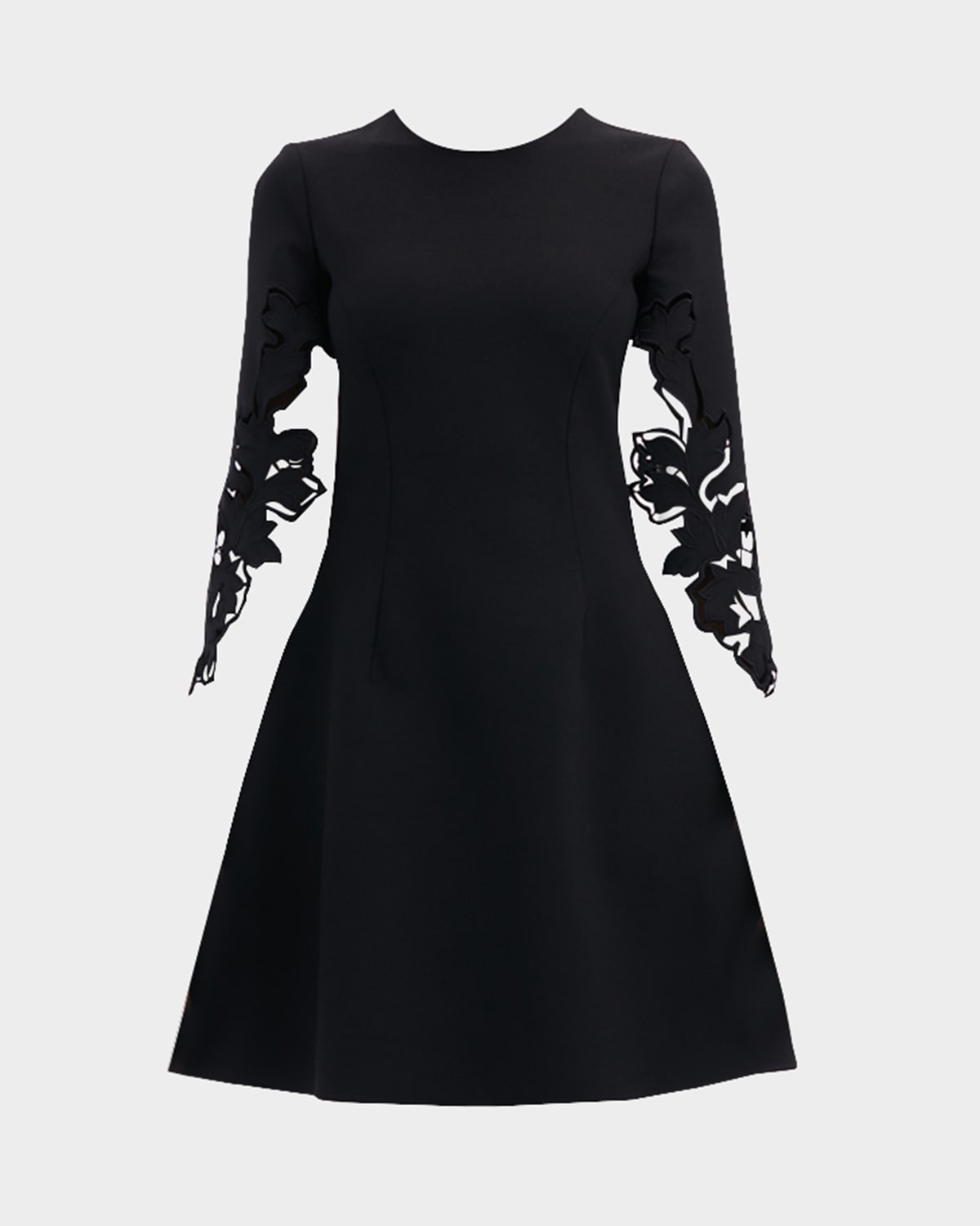 Oscar de la Renta Peony Cutout-Sleeve Stretch Wool Mini Dress