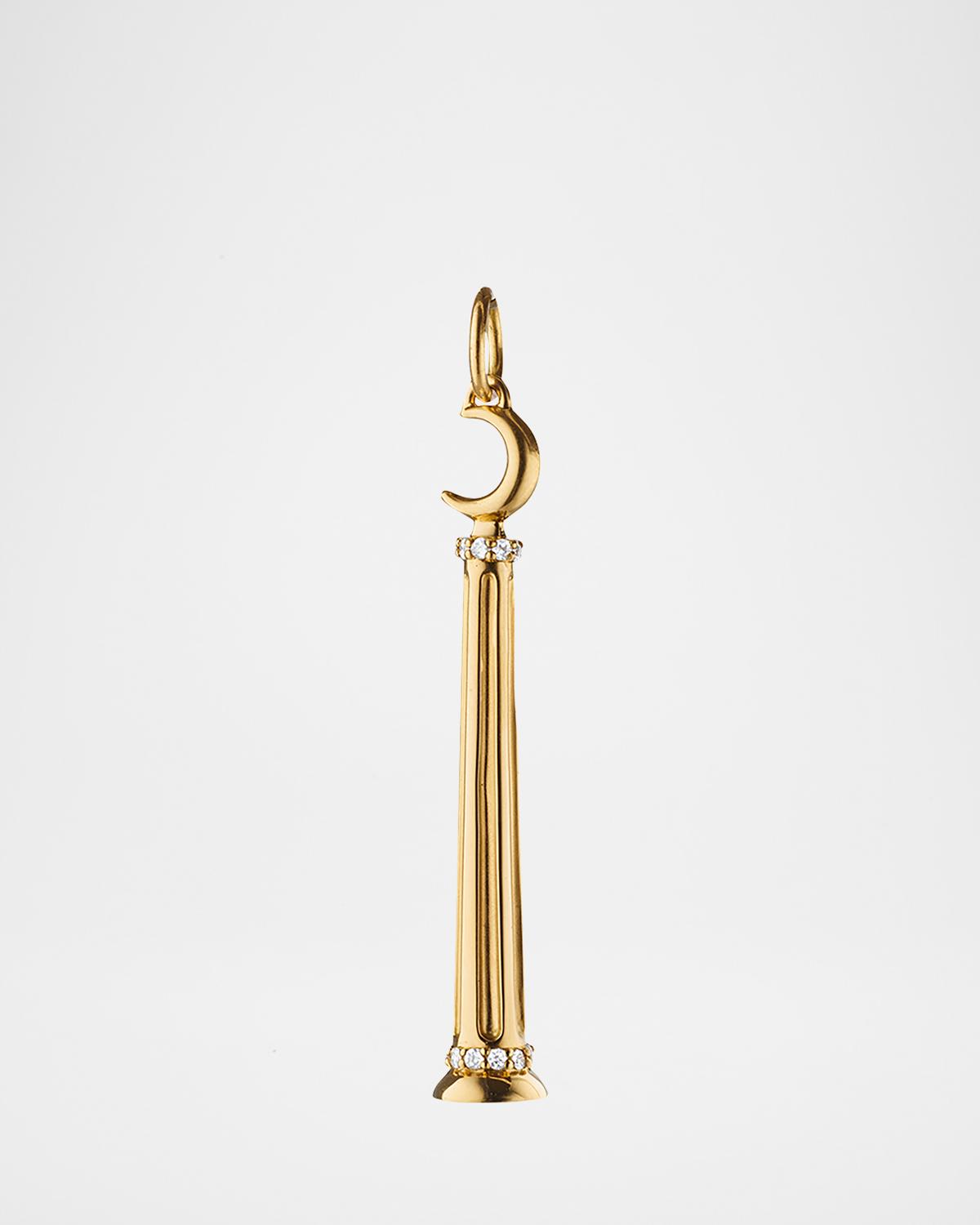18K Yellow Gold Athena Diamond Dream Column Charm