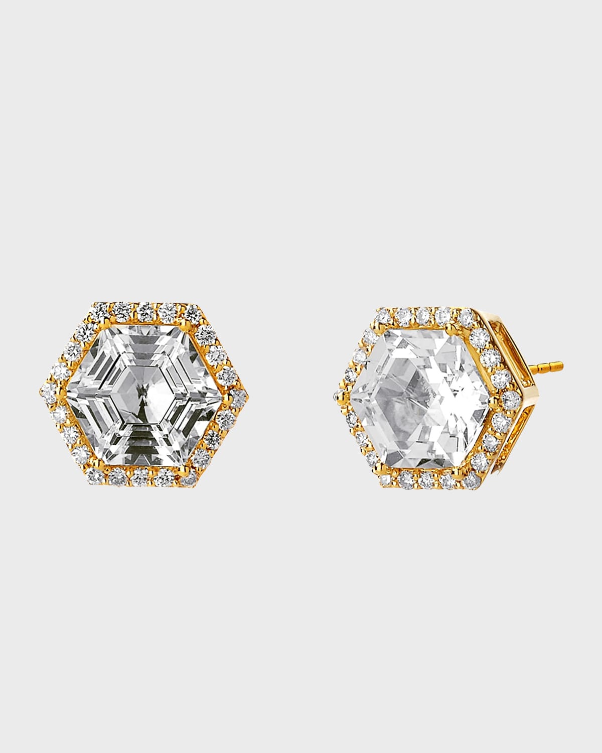 Syna 18k Yellow Gold Rock Crystal Diamond Stud Earrings