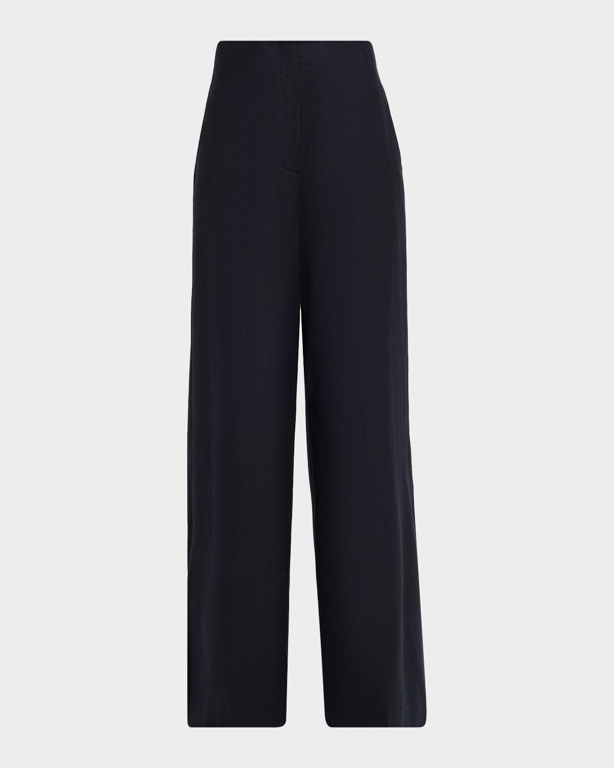 Thames Wide-Leg Brushed Wool Pants