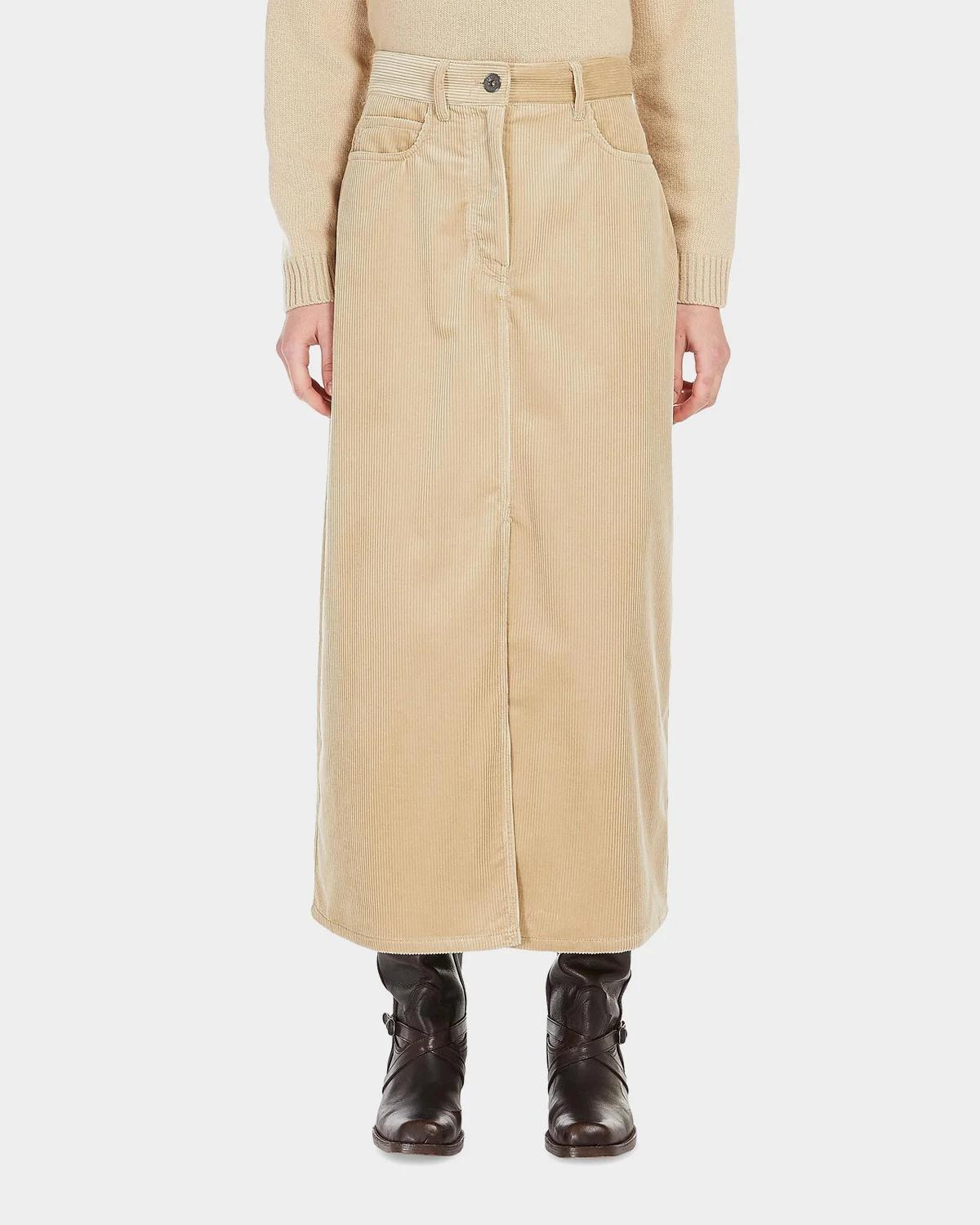Weekend Max Mara Ghiotto Straight Cotton Corduroy Midi Skirt
