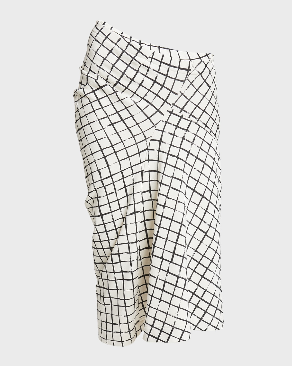 Dries Van Noten Harens Grid Print Asymmetric Midi Skirt