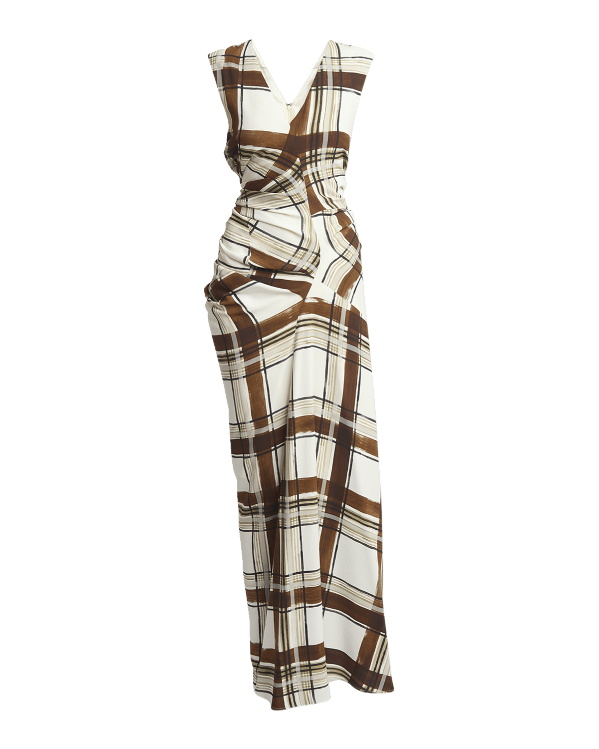 Dries Van Noten Daring Plaid Asymmetric Maxi Dress