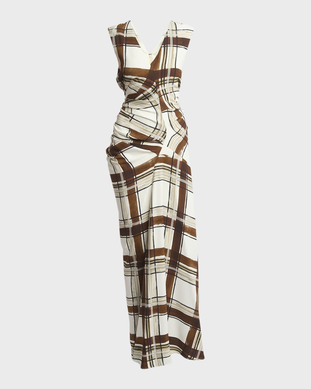 Dries Van Noten Daring Plaid Asymmetric Maxi Dress