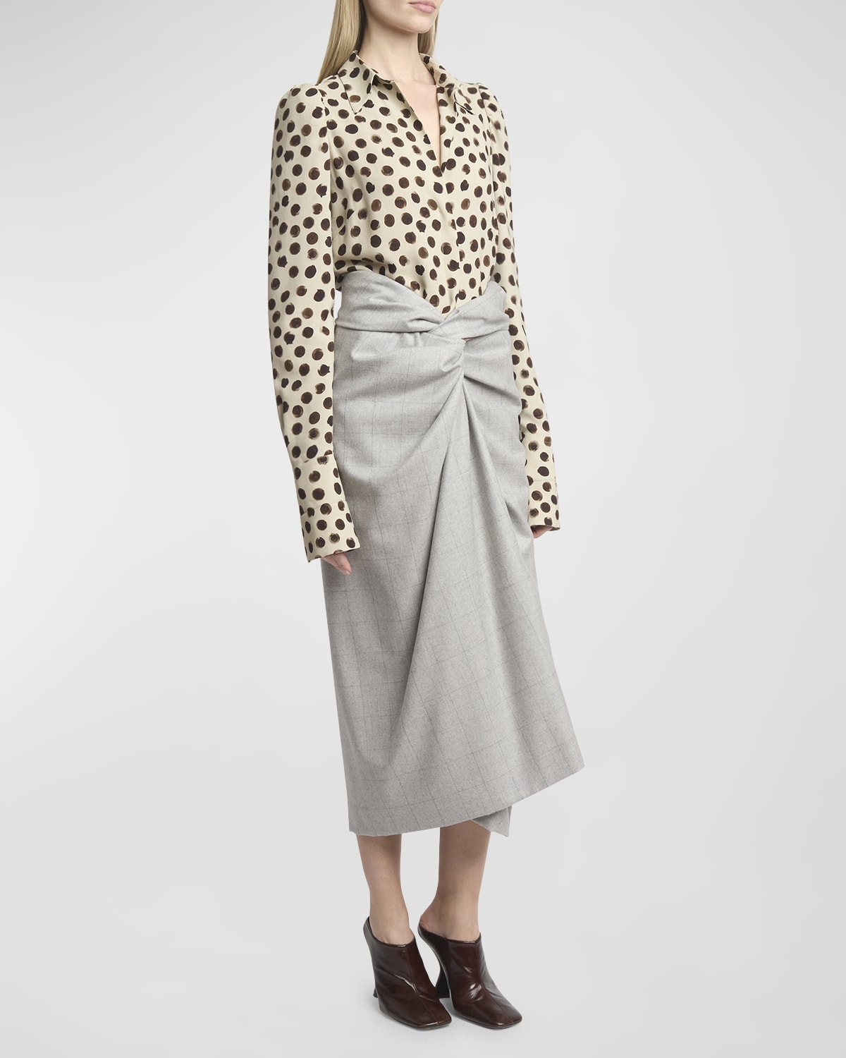 Dries Van Noten Celindra Polka-Dot Button-Front Shirt