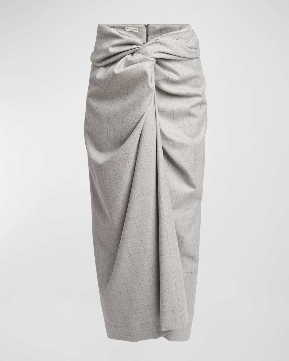 Dries Van Noten Sidras Twist-Front Midi Skirt