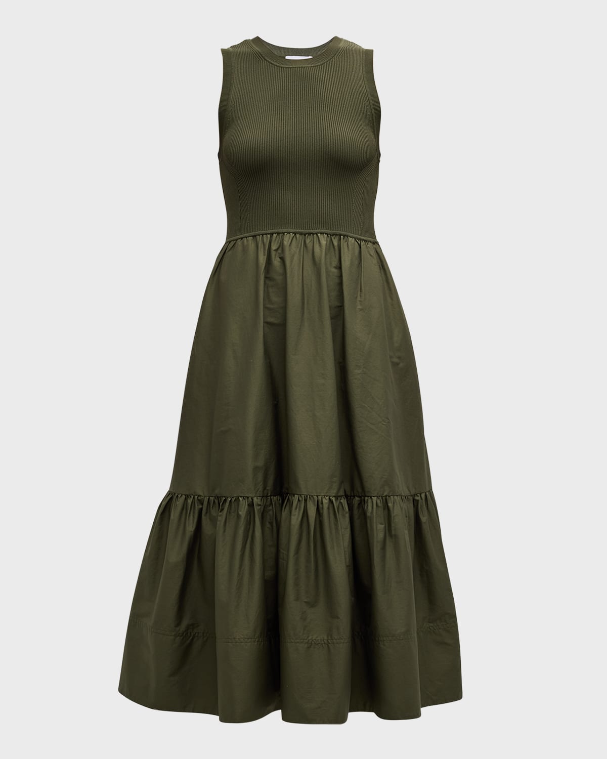 Tanya Taylor Josephina Crewneck Sleeveless Midi Dress