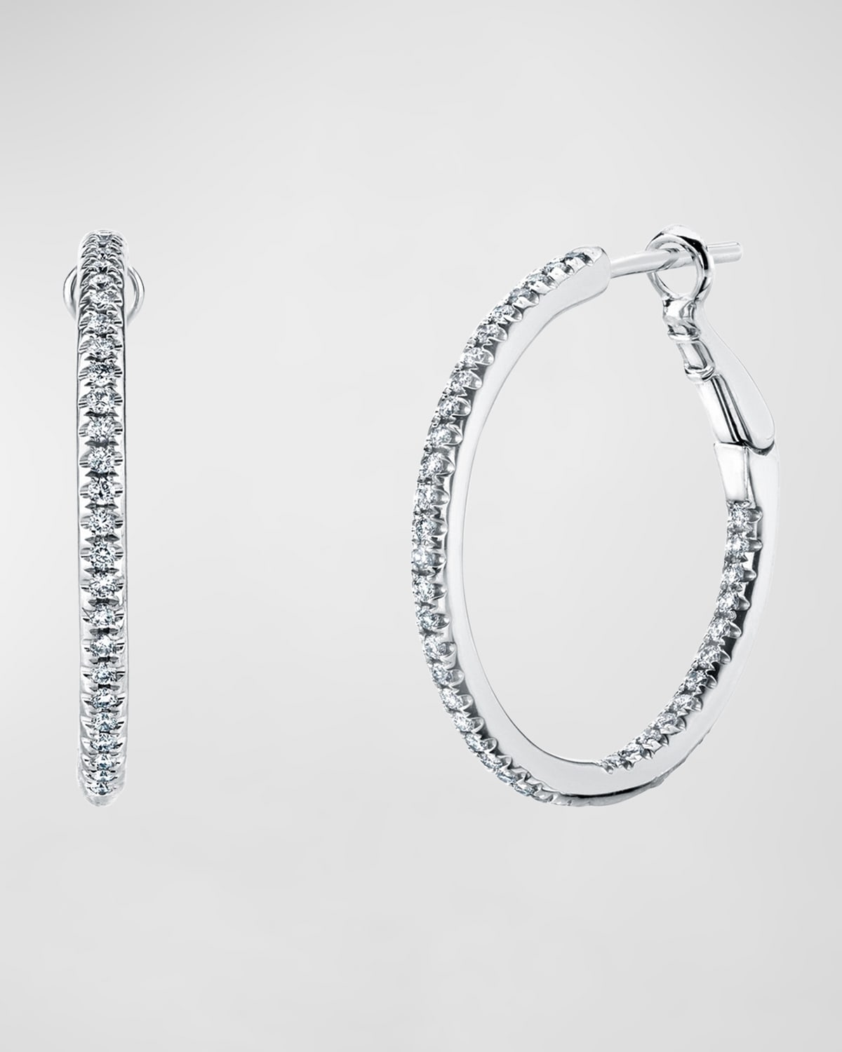 Neiman Marcus Diamonds x Danielle Klein 18k Gold Round Diamond Hoop Earrings, 0.75tcw/0.75"L
