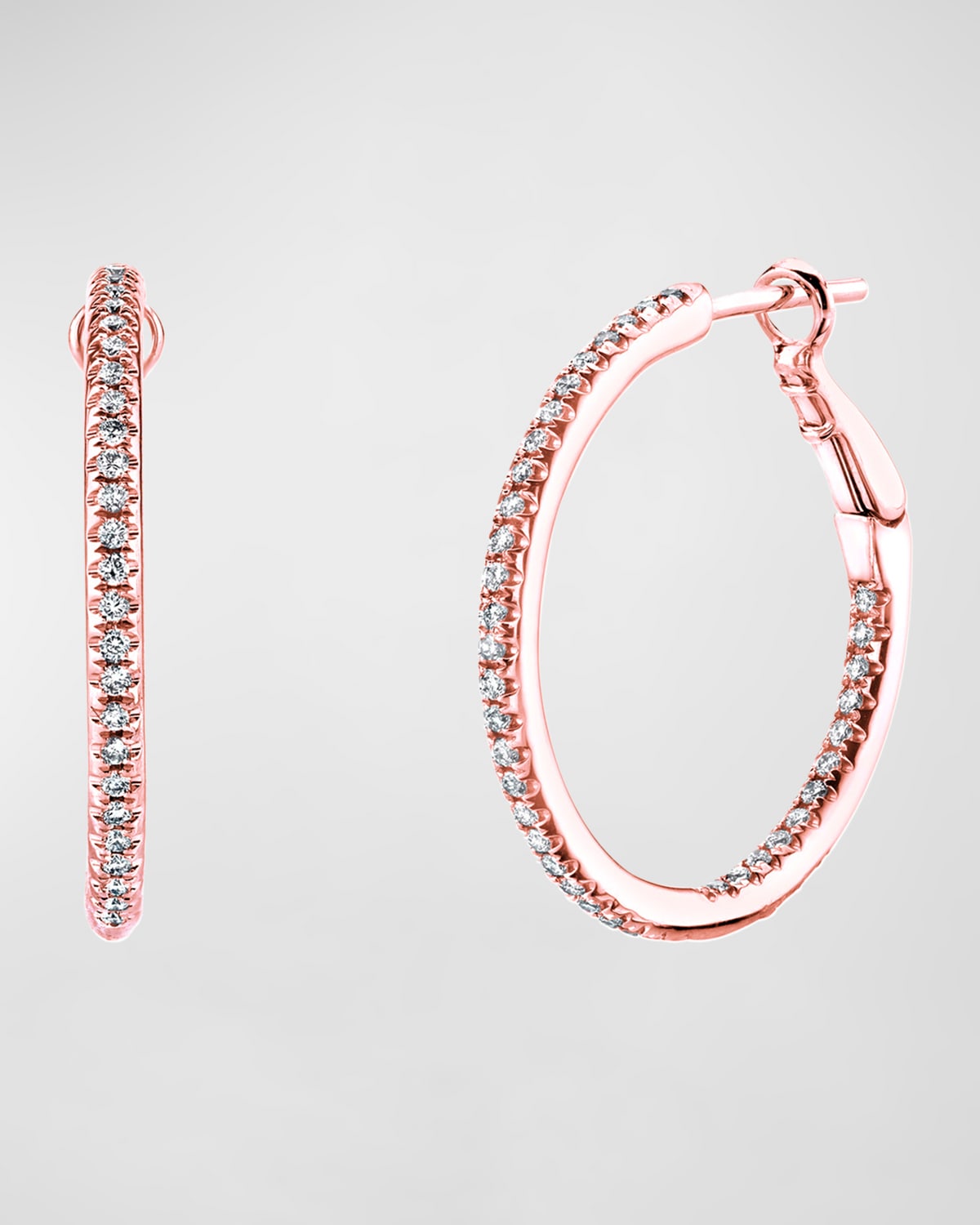 Neiman Marcus Diamonds x Danielle Klein 18k Gold Round Diamond Hoop Earrings, 0.75tcw/0.75"L