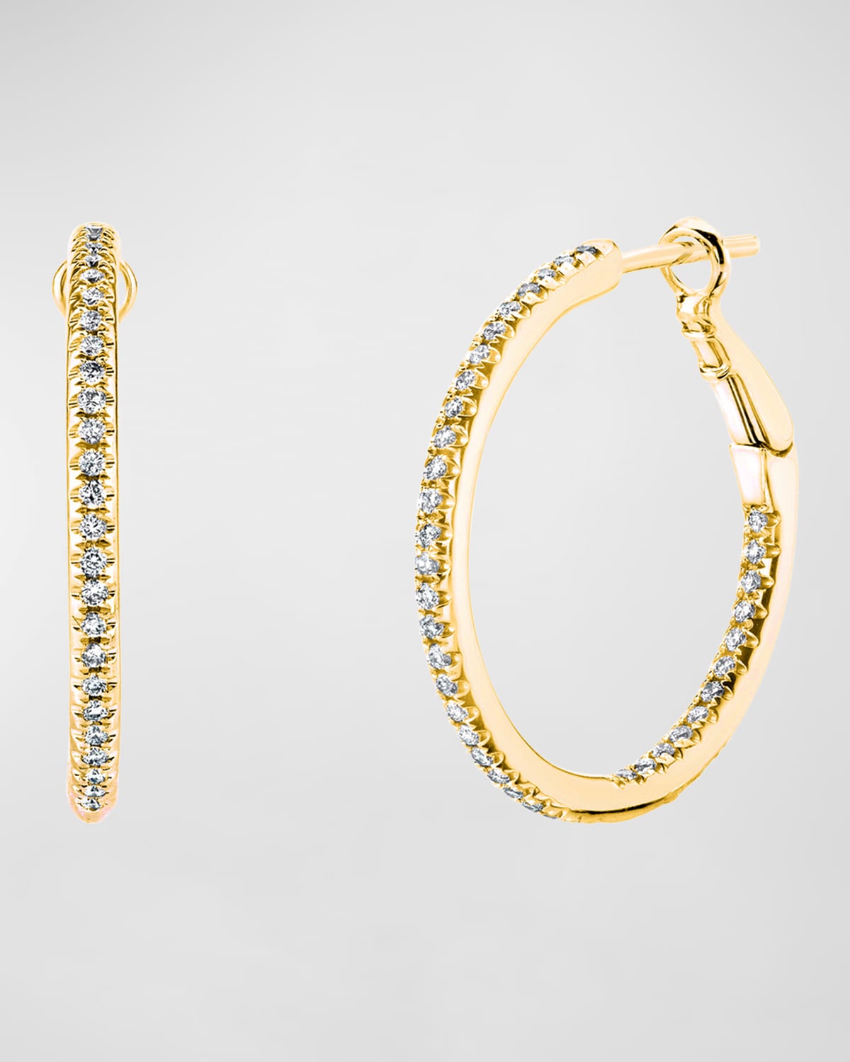 Neiman Marcus Diamonds x Danielle Klein 18k Gold Round Diamond Hoop Earrings, 0.75tcw/0.75"L