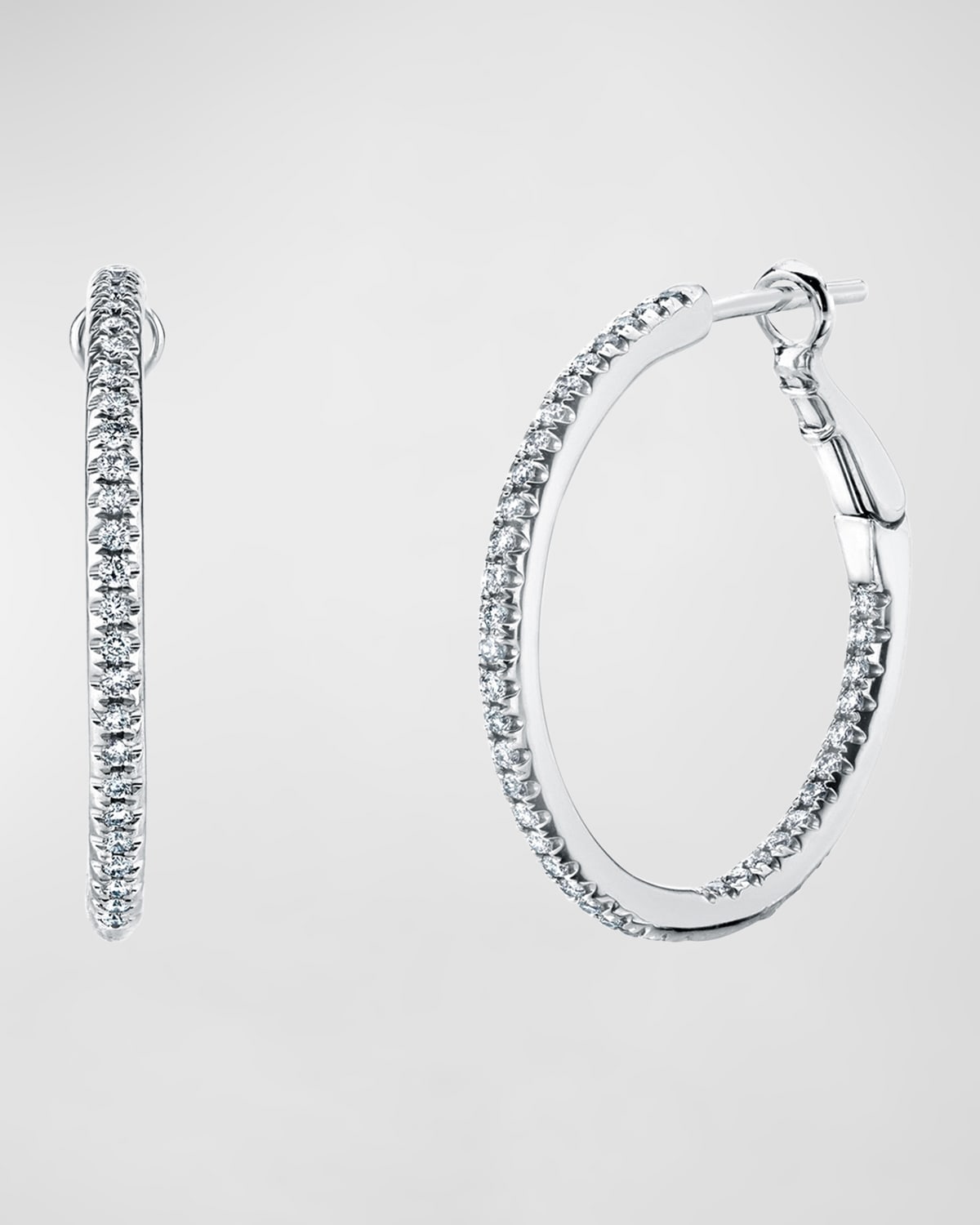 Neiman Marcus Diamonds x Christina Adamo 18K Gold Round Diamond Hoop Earrings