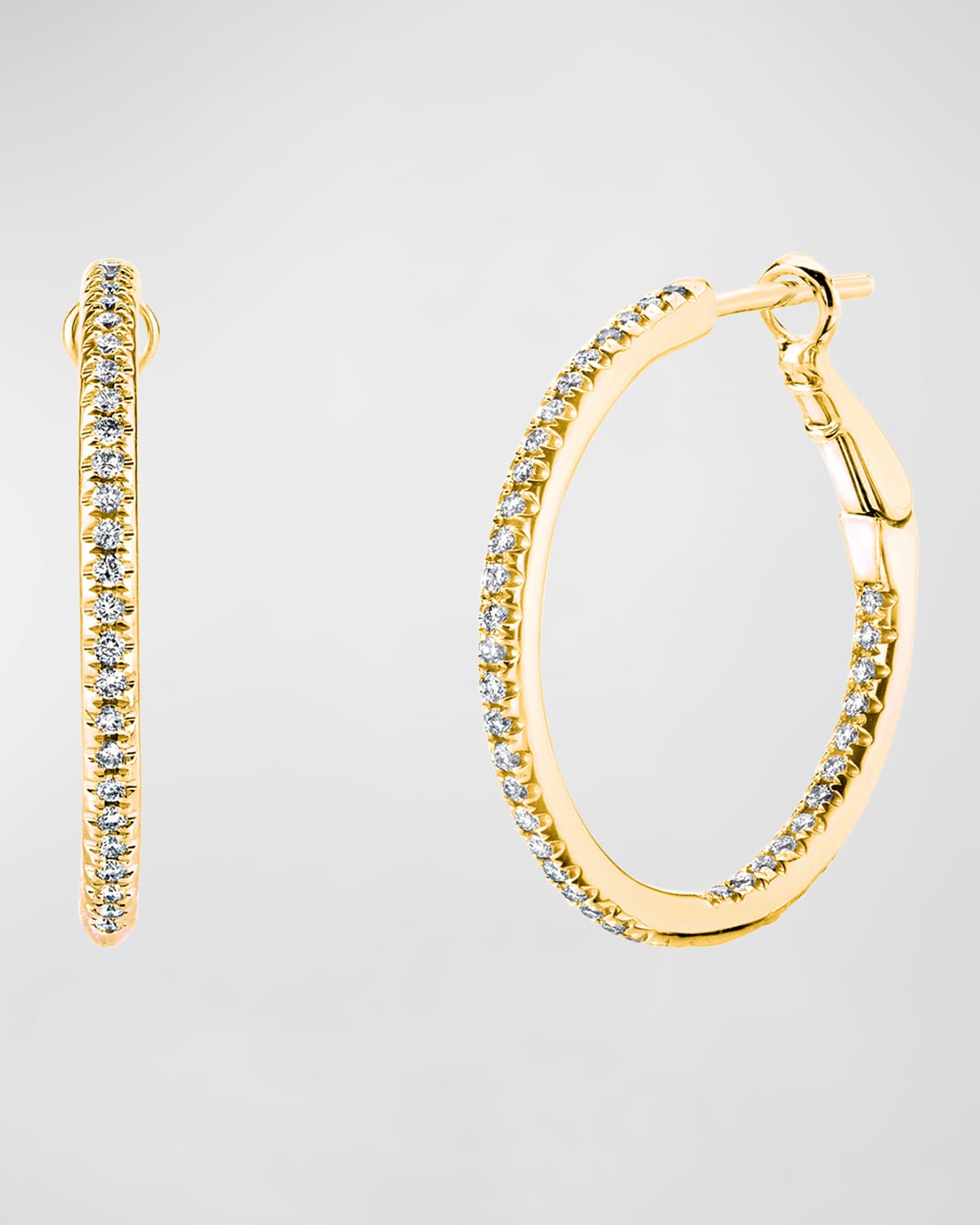 Neiman Marcus Diamonds x Christina Adamo 18K Gold Round Diamond Hoop Earrings