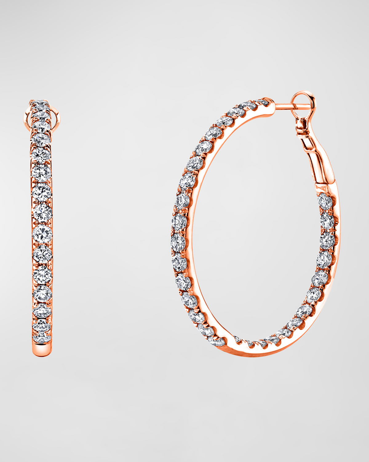 Neiman Marcus Diamonds 18K Gold Round Diamond Hoop Earrings, 5.1tcw/1.5"L