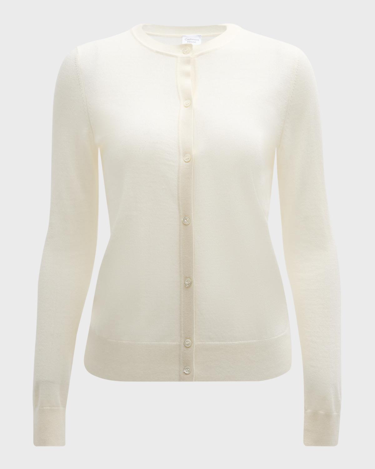 Neiman Marcus Cashmere Collection Cashmere Crewneck Cardigan