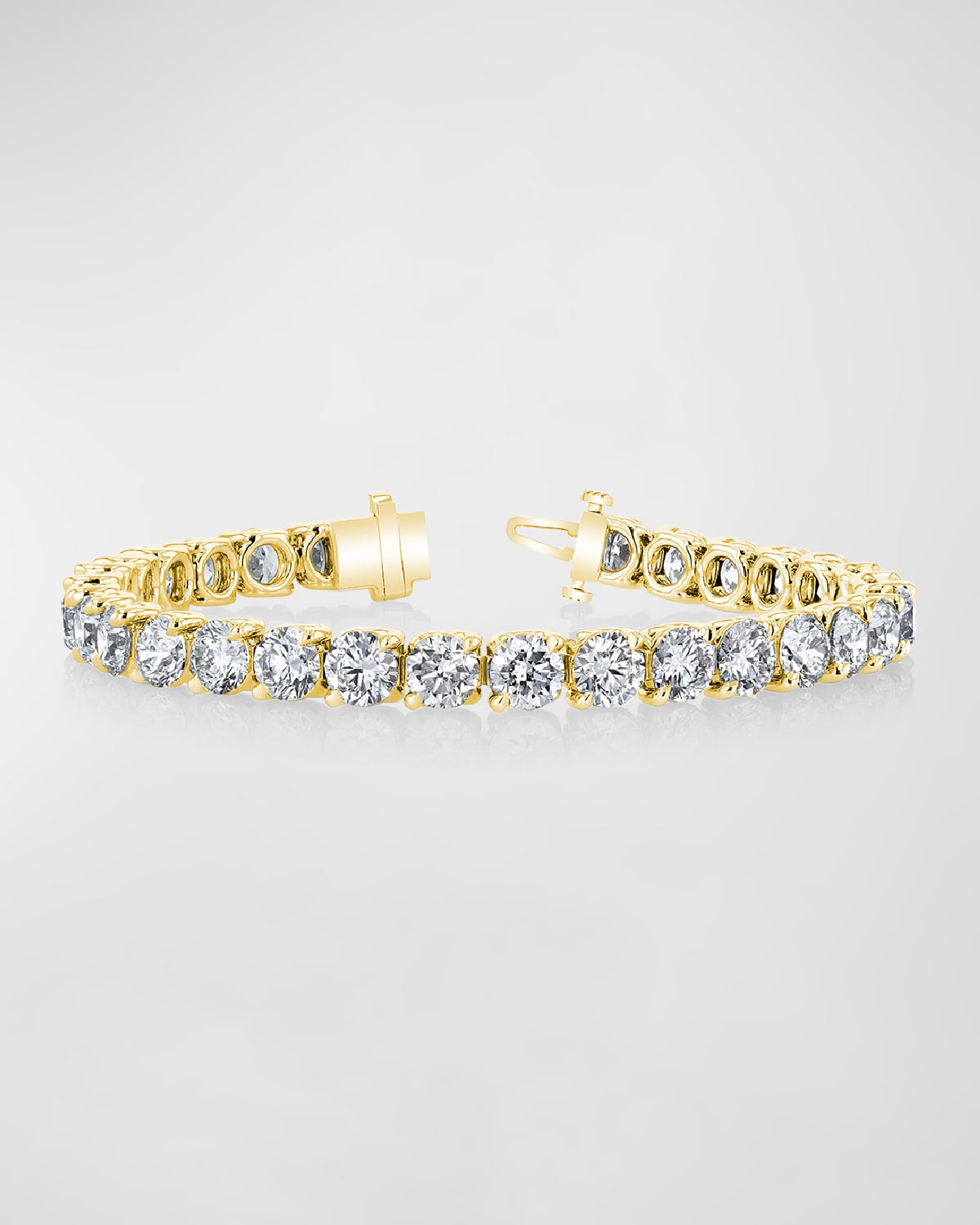 Neiman Marcus Diamonds 18K Gold Round-Cut Diamond Buttercup Tennis Bracelet, 3.55tcw, 7"L