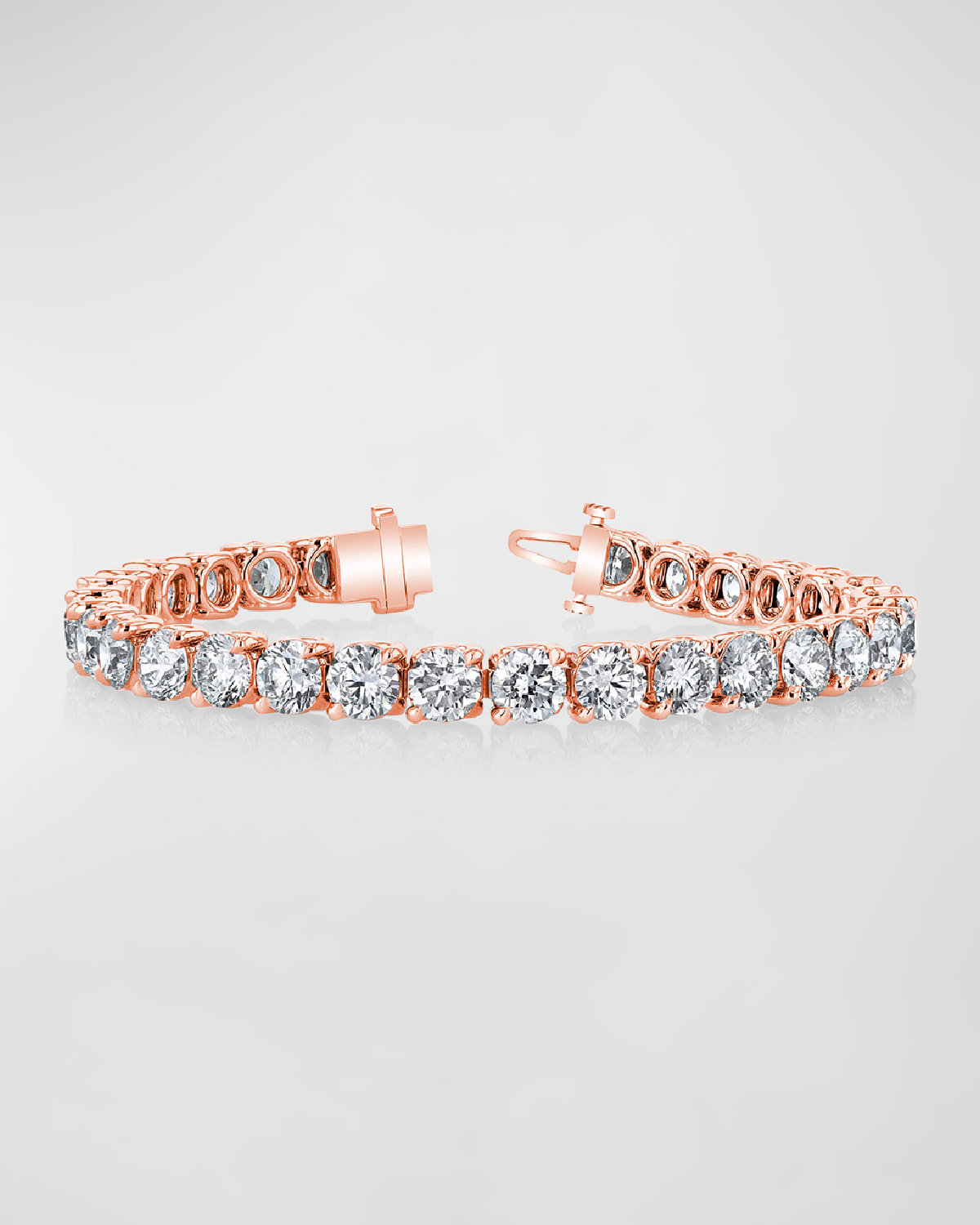 Neiman Marcus Diamonds 18K Gold Round-Cut Diamond Buttercup Tennis Bracelet, 8.00tcw, 7"L